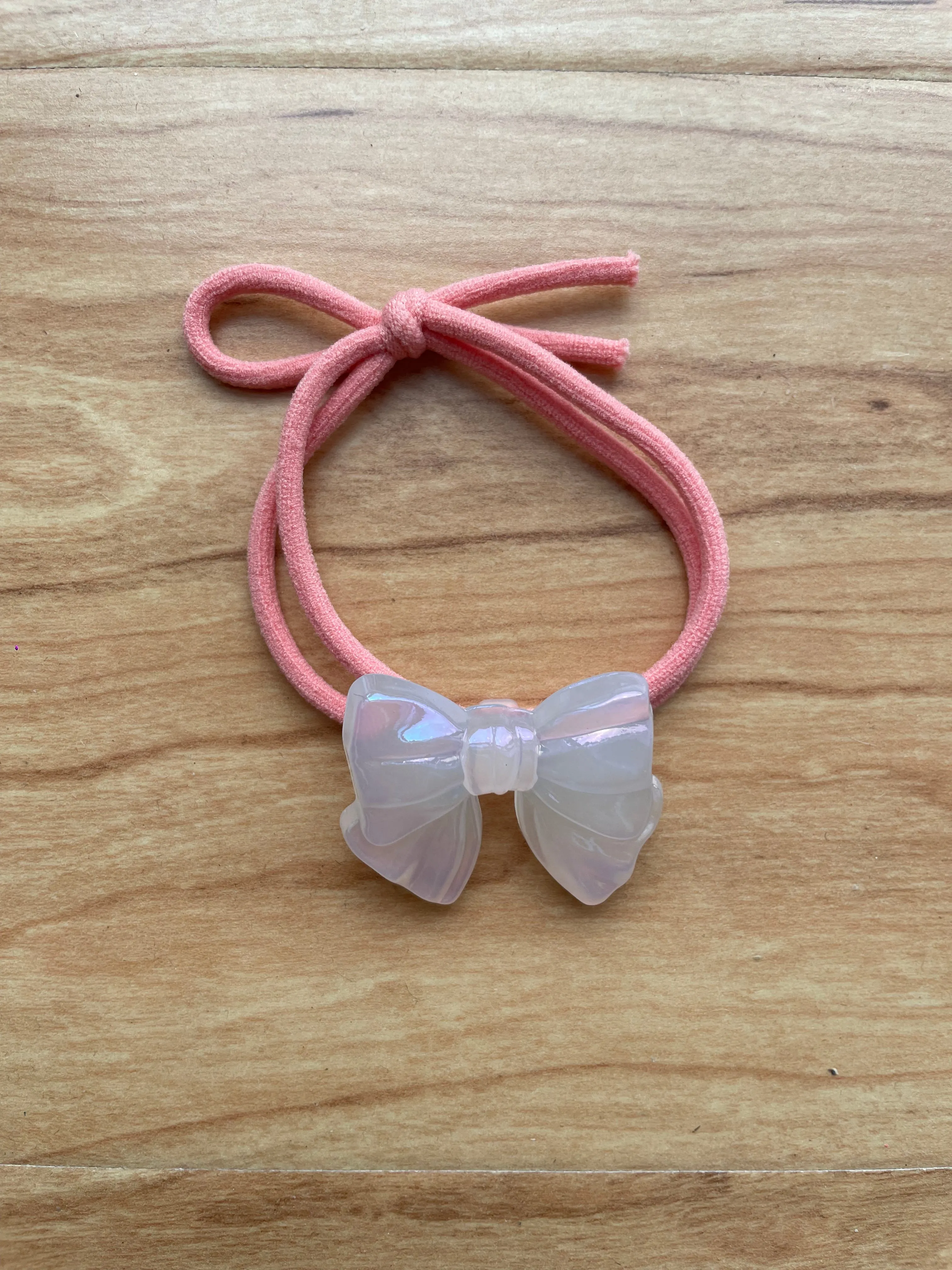 Hair Elastic | Iridescent Bow | Coral