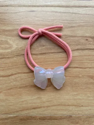 Hair Elastic | Iridescent Bow | Coral