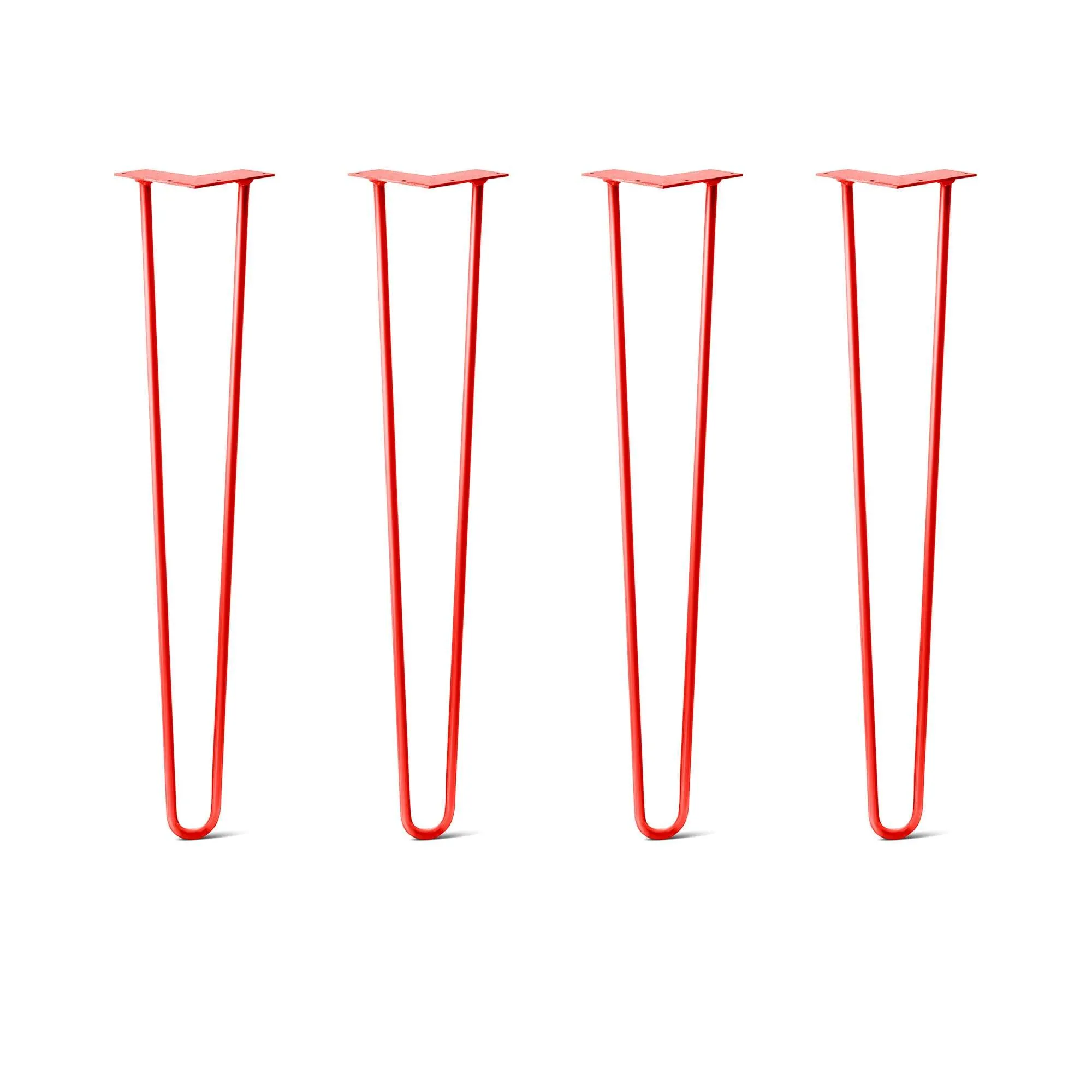 Hairpin Legs Set of 4, 2-Rod Design - Orange-Red Powder Coated Finish