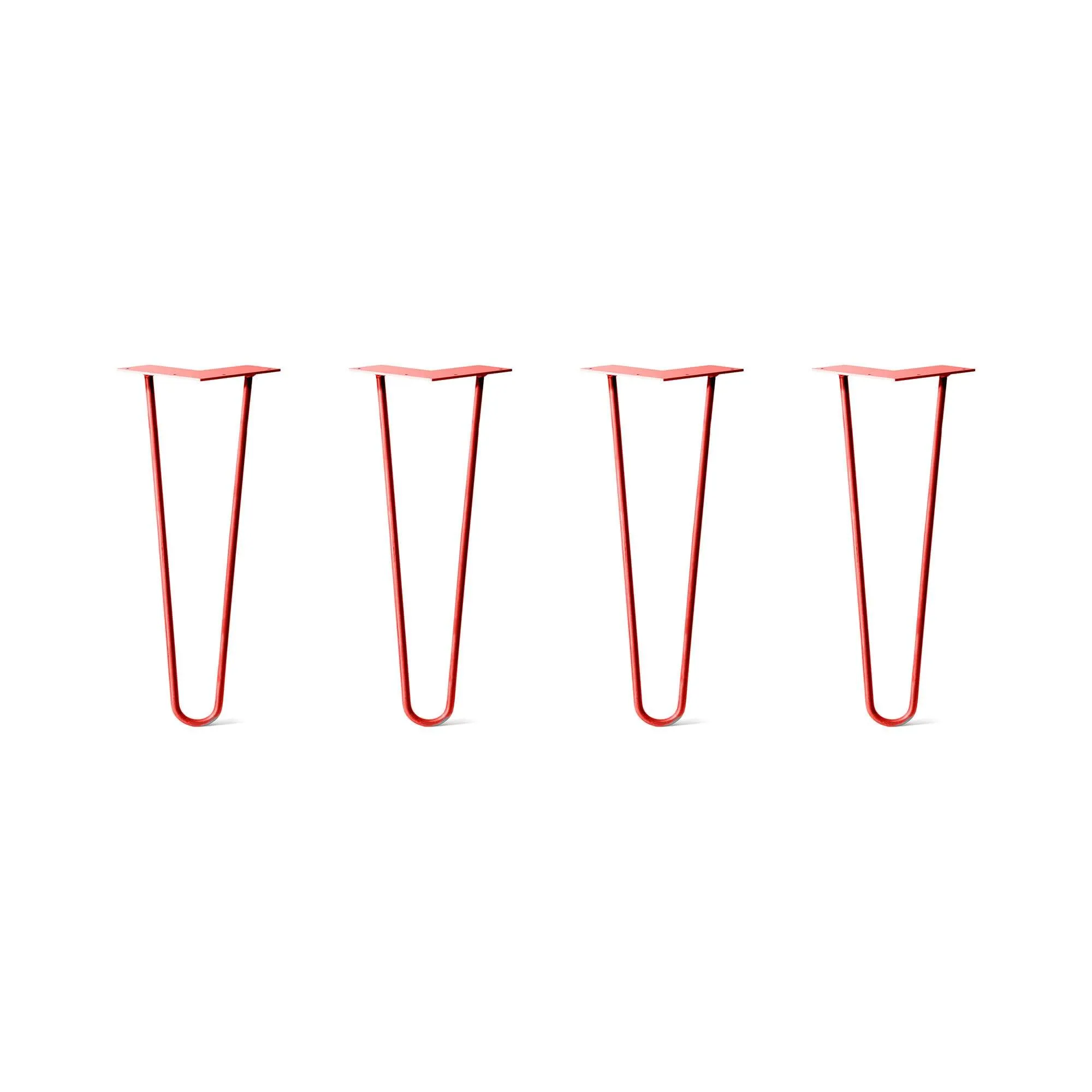 Hairpin Legs Set of 4, 2-Rod Design - Orange-Red Powder Coated Finish