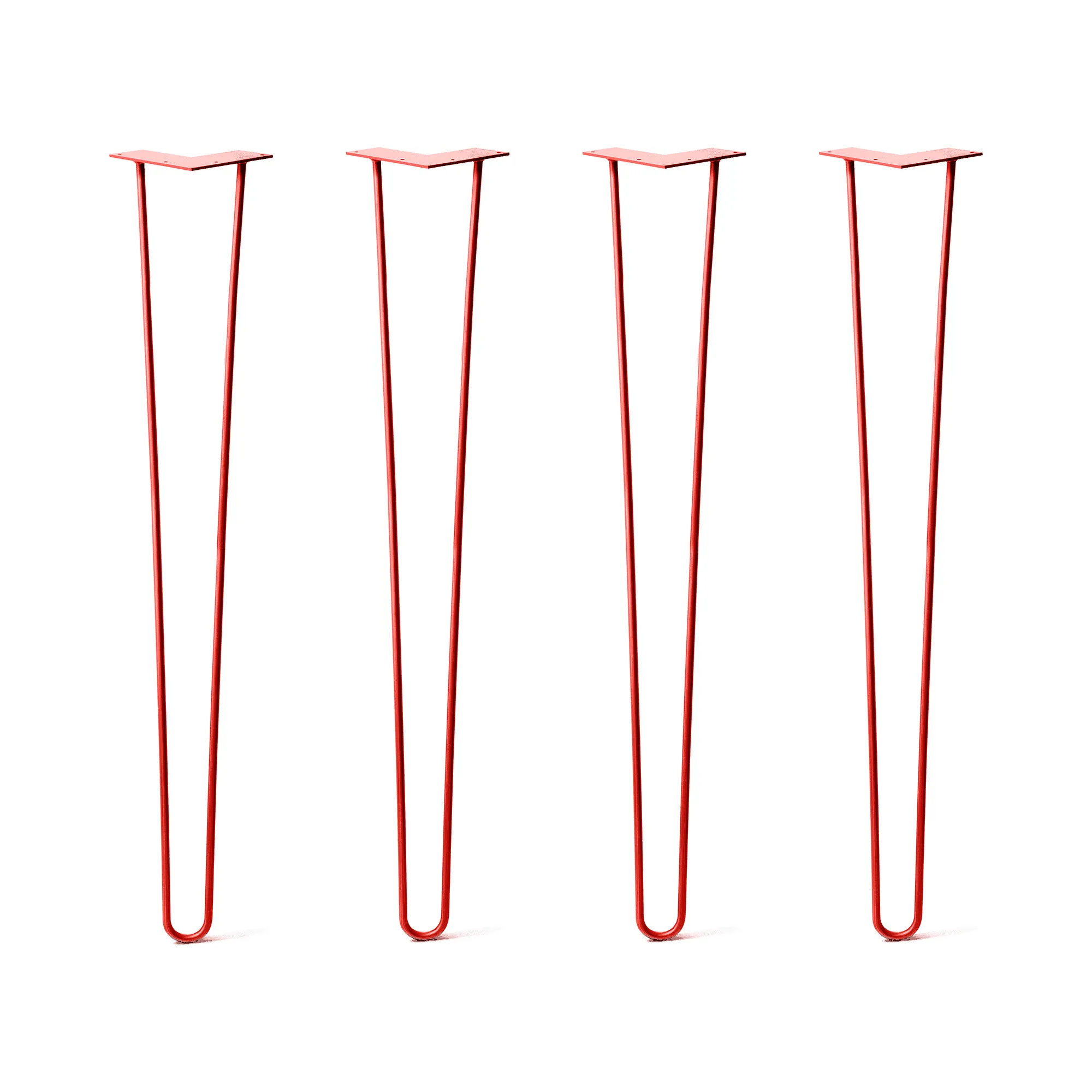 Hairpin Legs Set of 4, 2-Rod Design - Orange-Red Powder Coated Finish