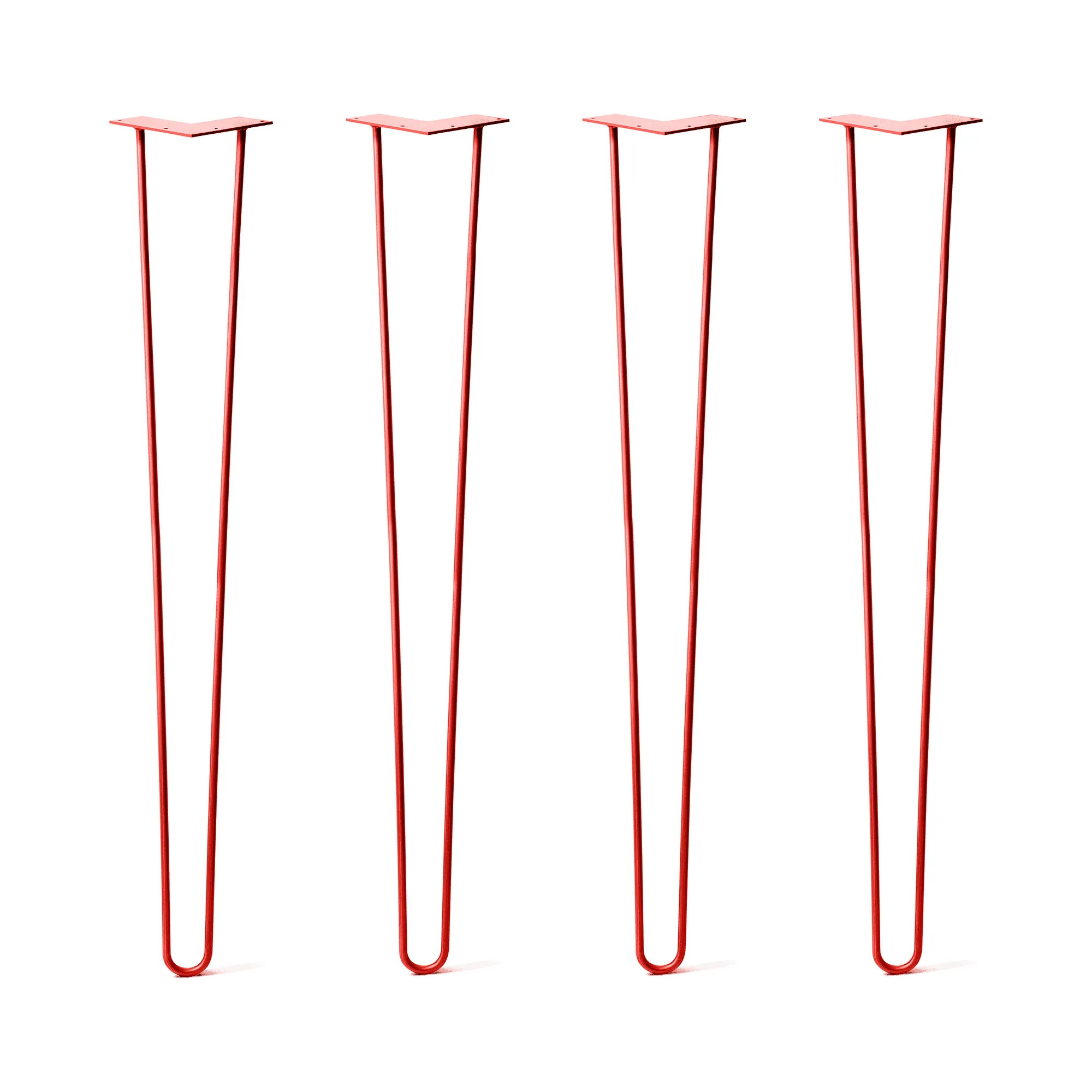 Hairpin Legs Set of 4, 2-Rod Design - Orange-Red Powder Coated Finish