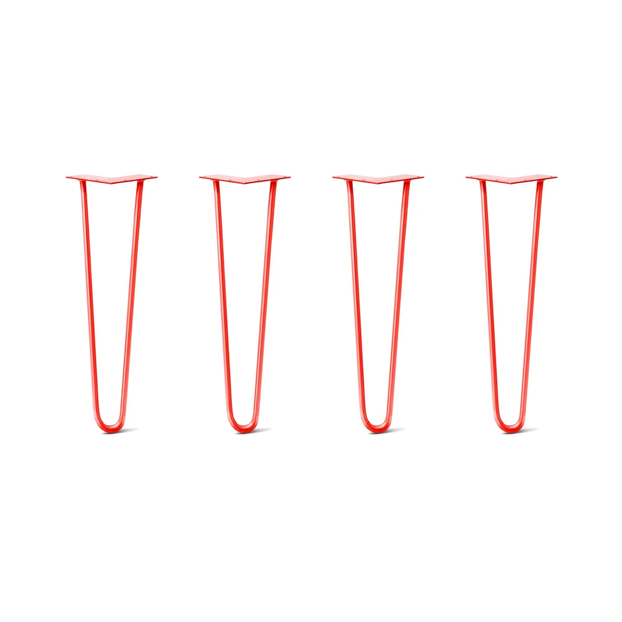 Hairpin Legs Set of 4, 2-Rod Design - Orange-Red Powder Coated Finish