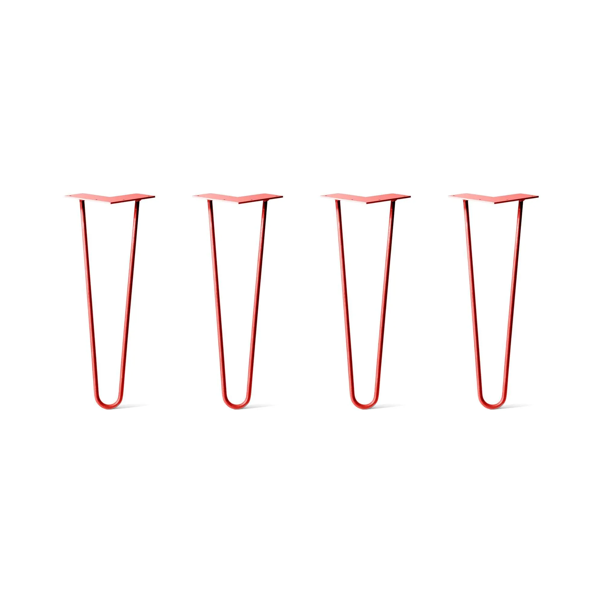 Hairpin Legs Set of 4, 2-Rod Design - Orange-Red Powder Coated Finish