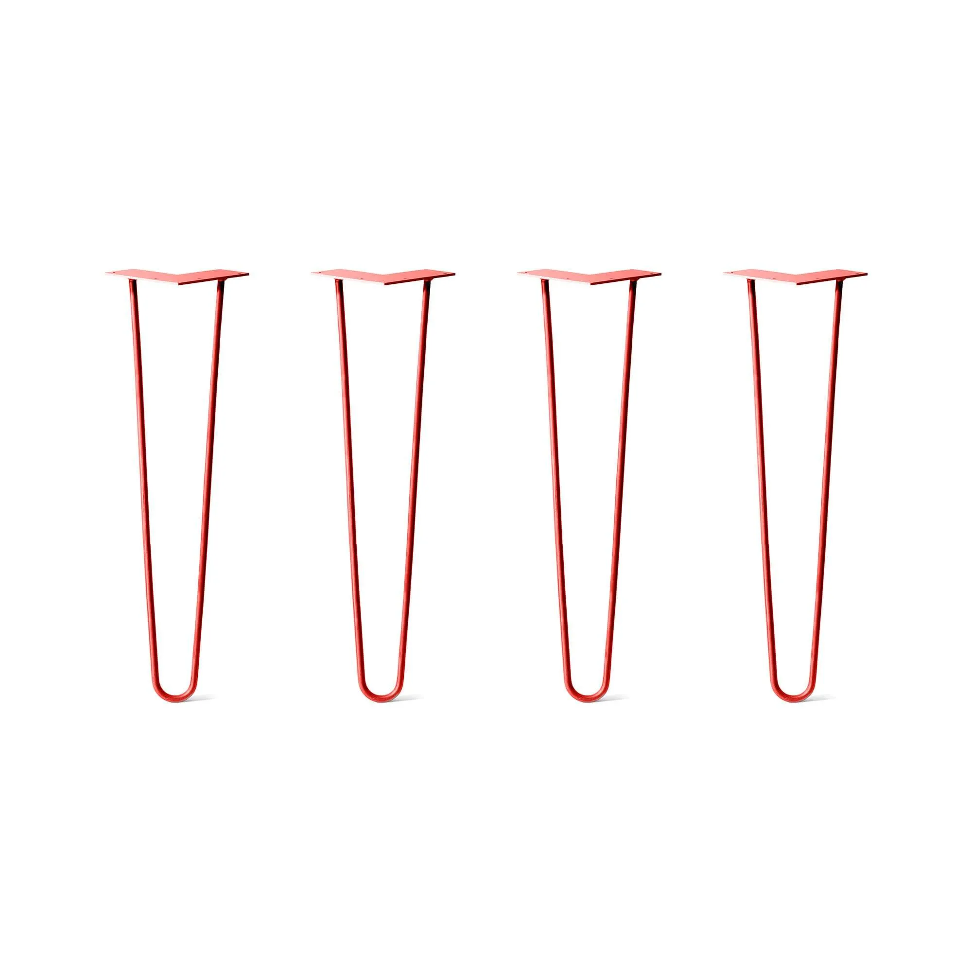 Hairpin Legs Set of 4, 2-Rod Design - Orange-Red Powder Coated Finish