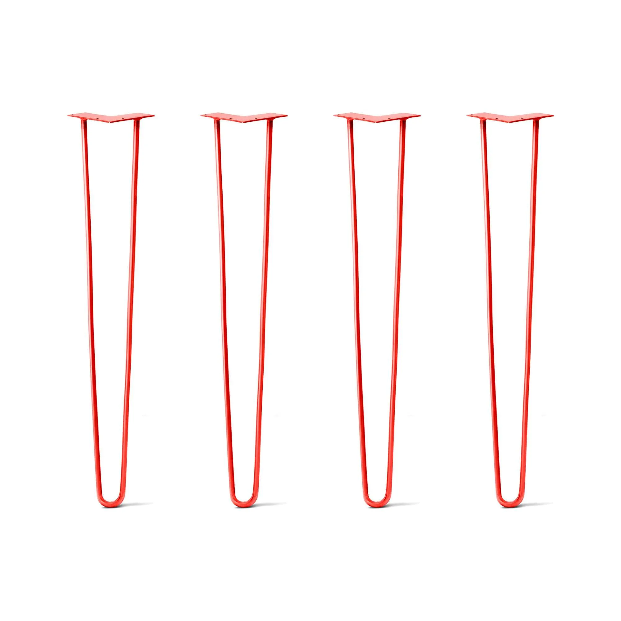 Hairpin Legs Set of 4, 2-Rod Design - Orange-Red Powder Coated Finish