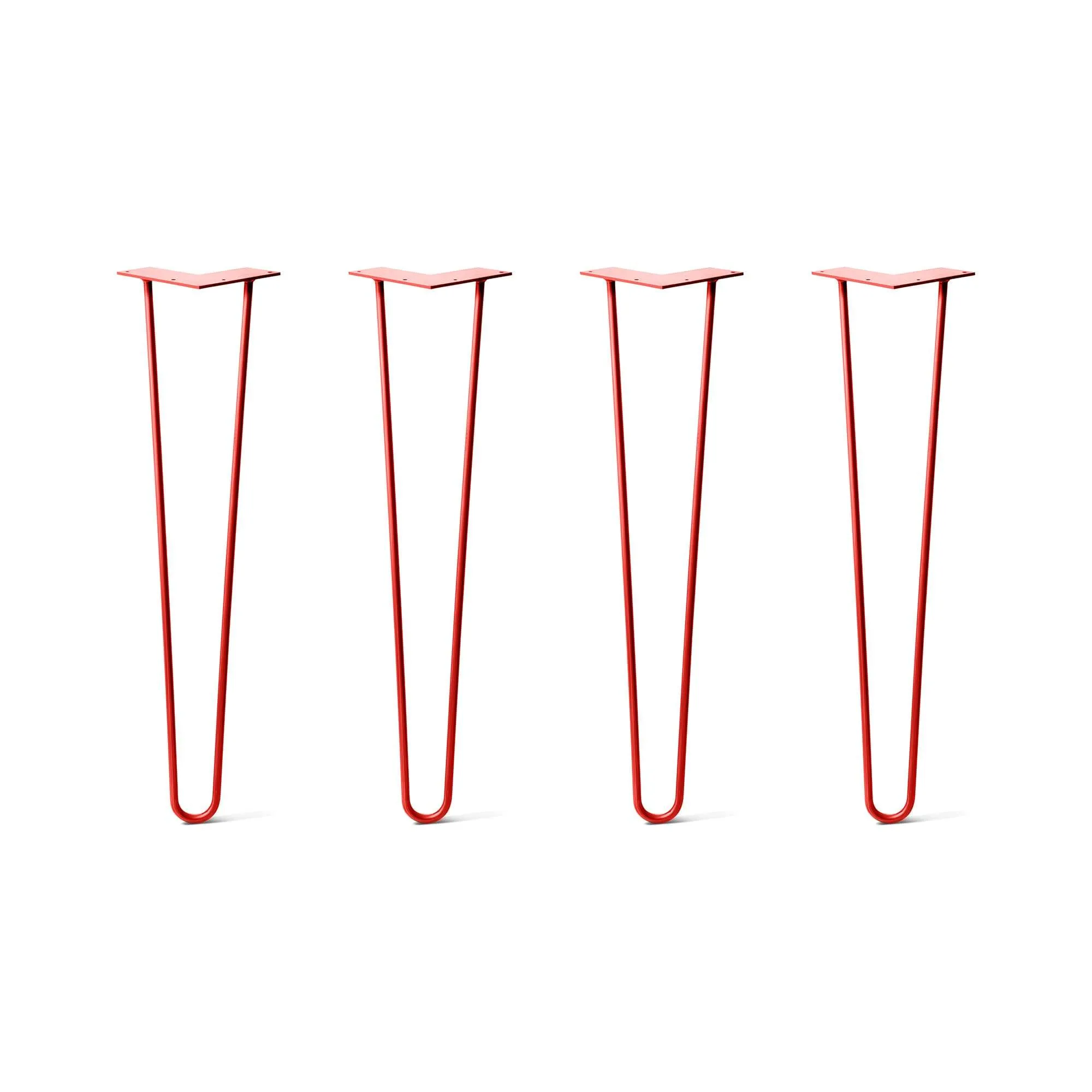 Hairpin Legs Set of 4, 2-Rod Design - Orange-Red Powder Coated Finish