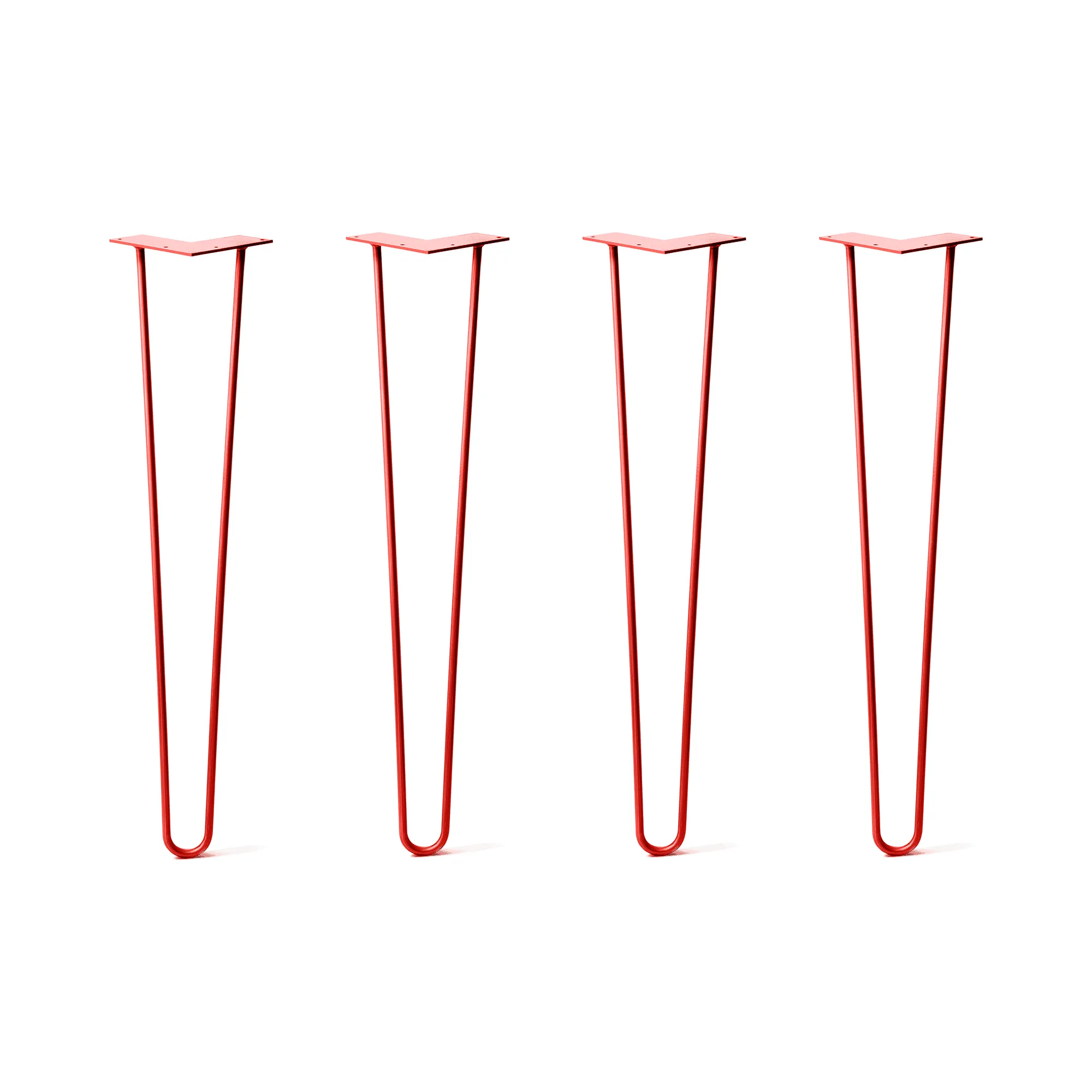 Hairpin Legs Set of 4, 2-Rod Design - Orange-Red Powder Coated Finish