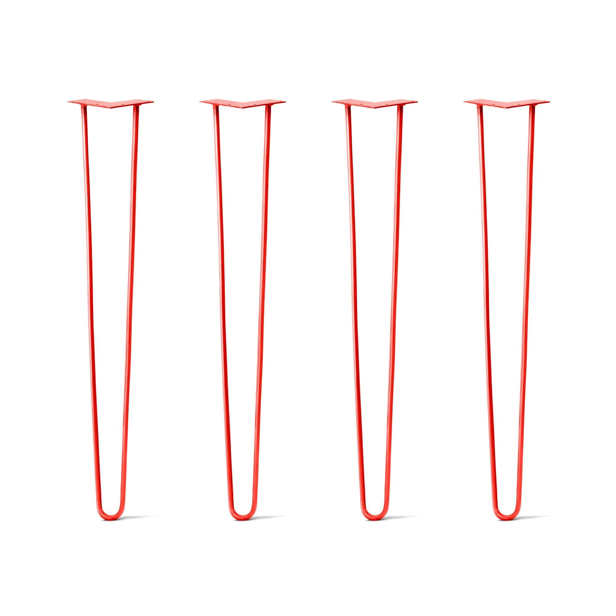 Hairpin Legs Set of 4, 2-Rod Design - Orange-Red Powder Coated Finish