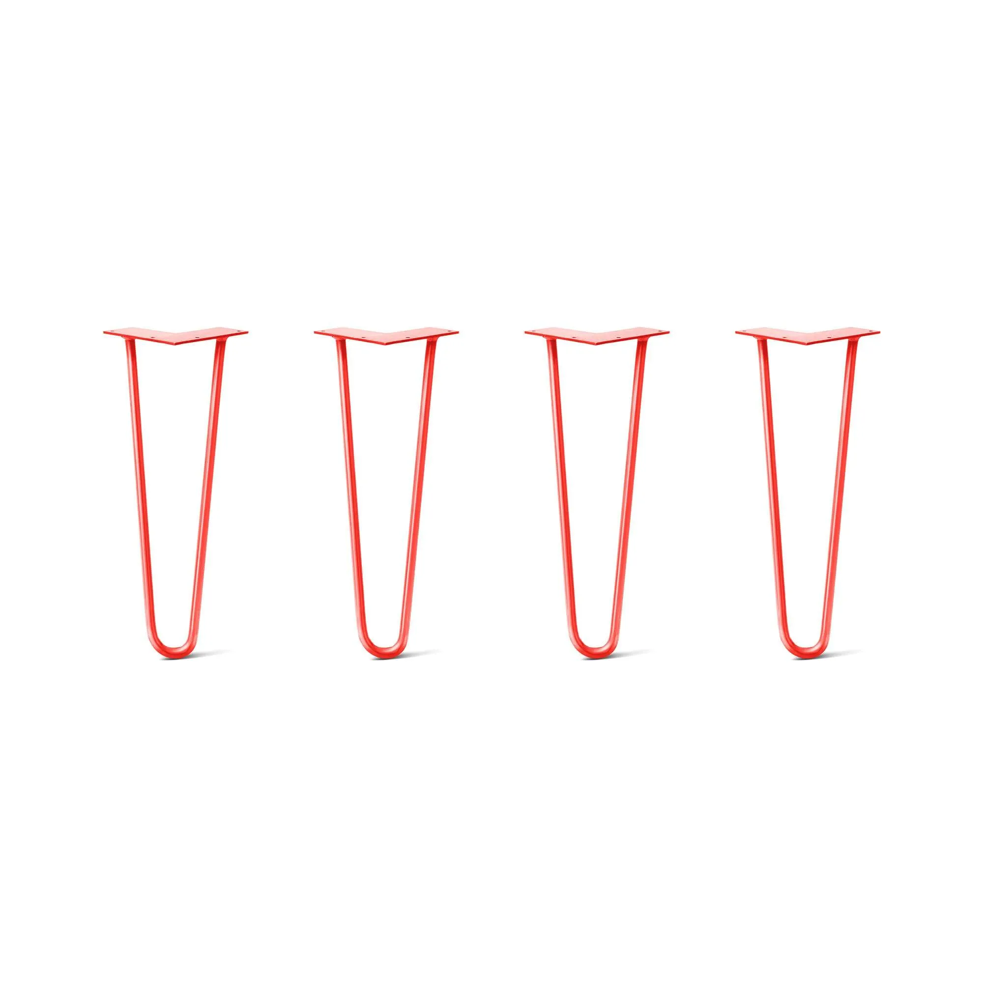 Hairpin Legs Set of 4, 2-Rod Design - Orange-Red Powder Coated Finish