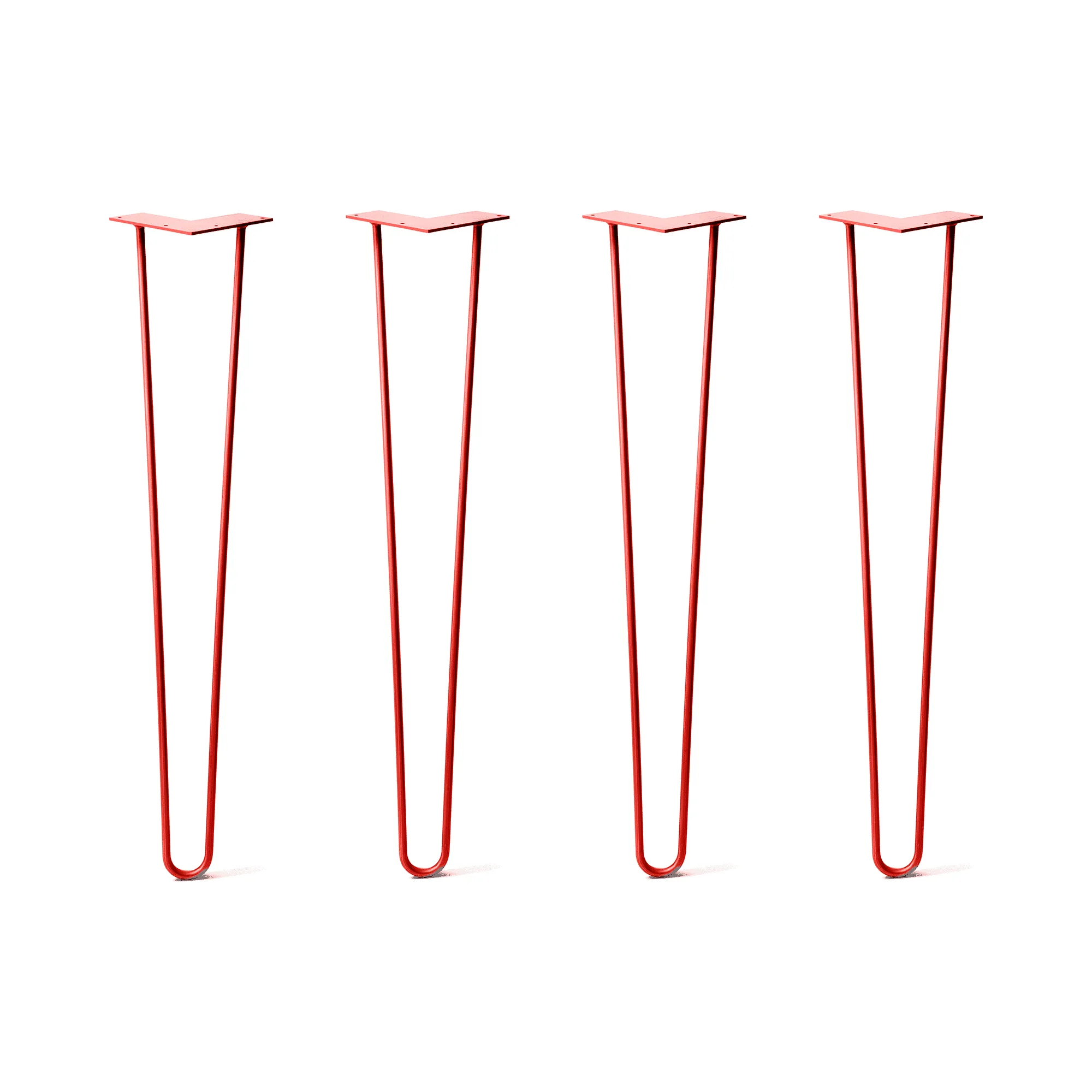 Hairpin Legs Set of 4, 2-Rod Design - Orange-Red Powder Coated Finish