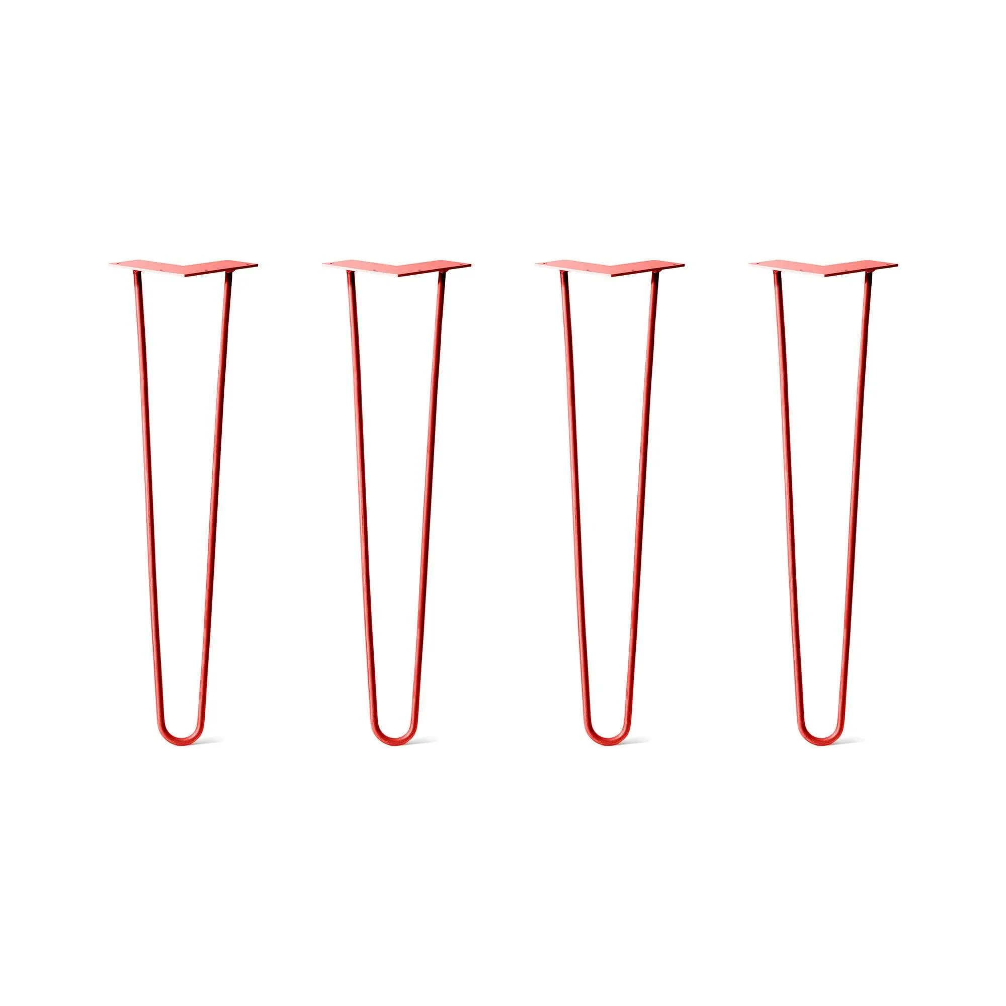 Hairpin Legs Set of 4, 2-Rod Design - Orange-Red Powder Coated Finish