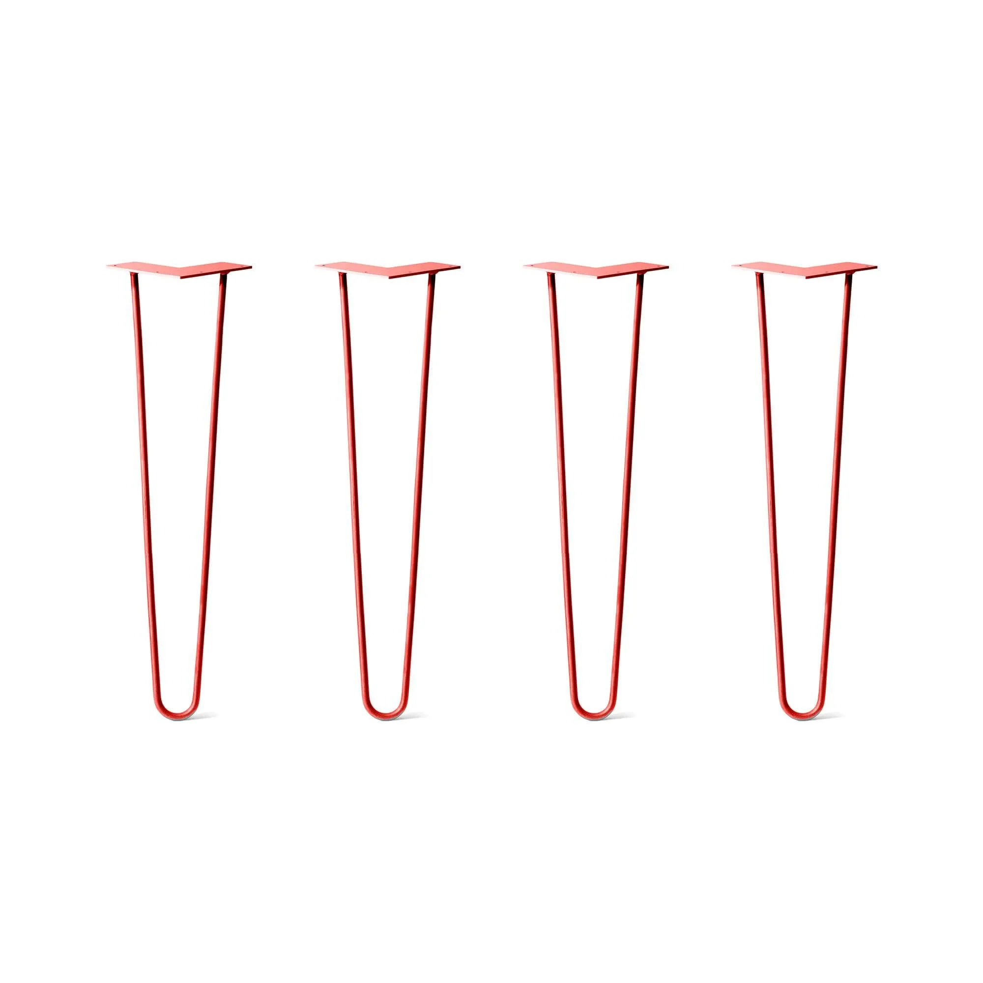 Hairpin Legs Set of 4, 2-Rod Design - Orange-Red Powder Coated Finish