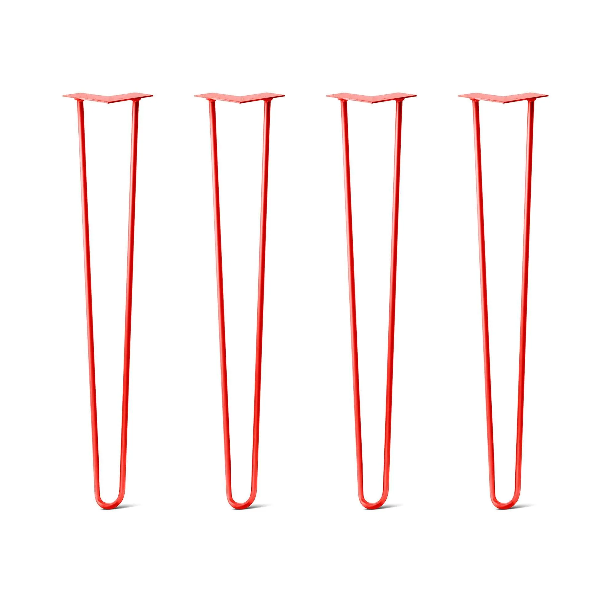 Hairpin Legs Set of 4, 2-Rod Design - Orange-Red Powder Coated Finish