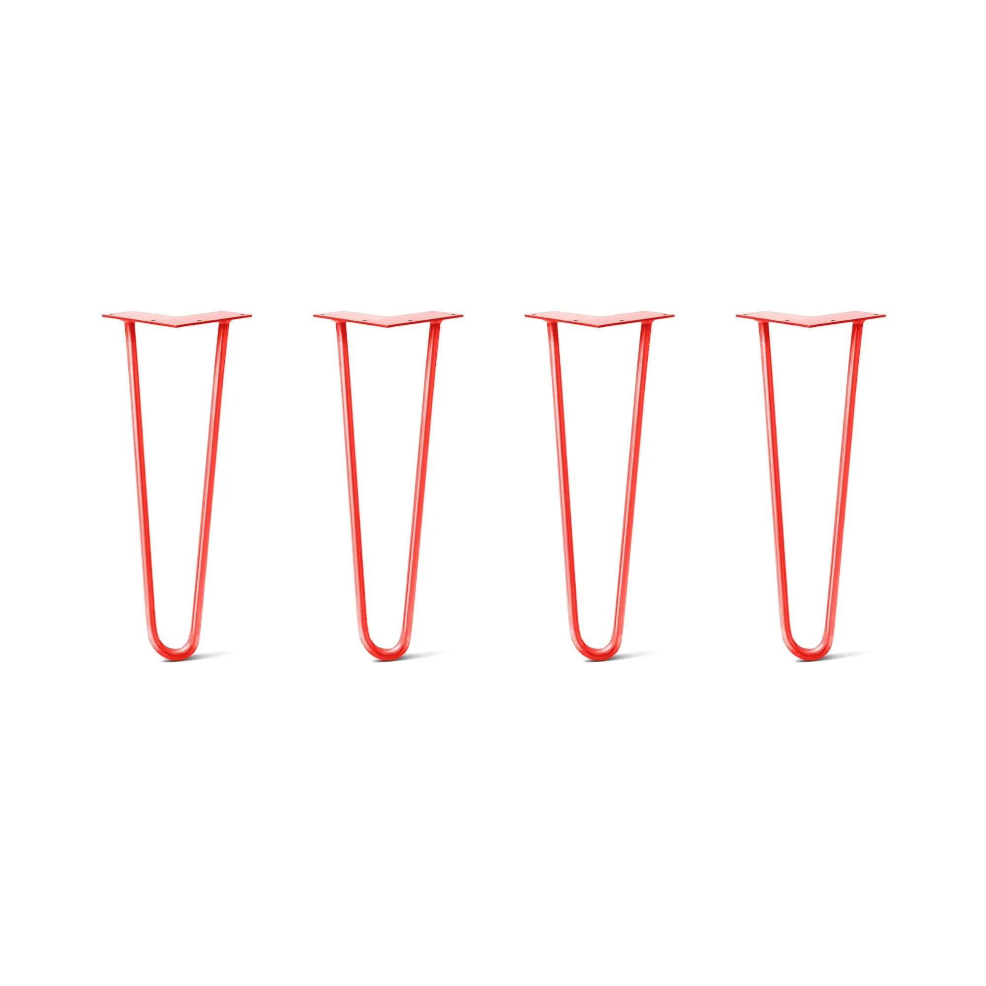 Hairpin Legs Set of 4, 2-Rod Design - Orange-Red Powder Coated Finish