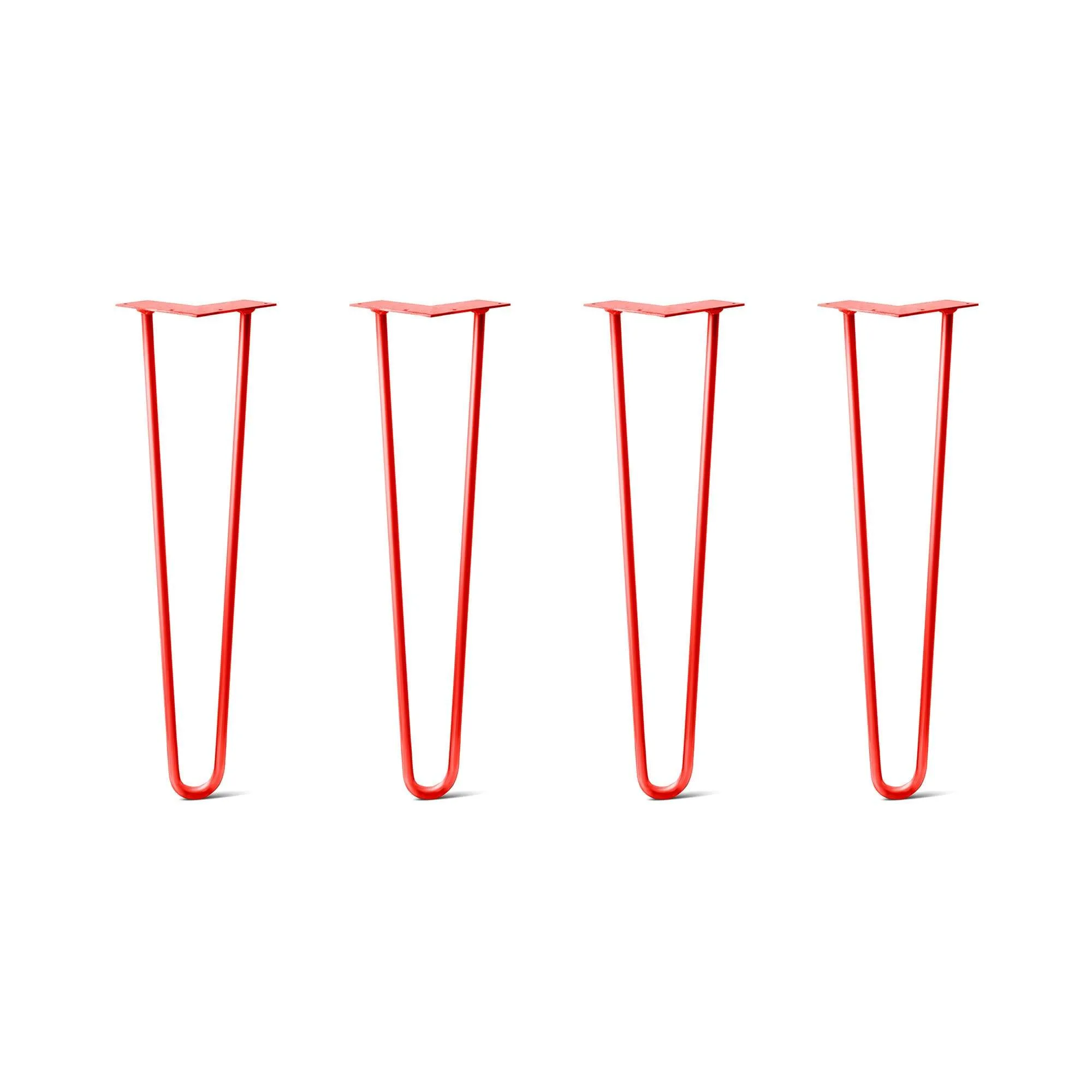 Hairpin Legs Set of 4, 2-Rod Design - Orange-Red Powder Coated Finish