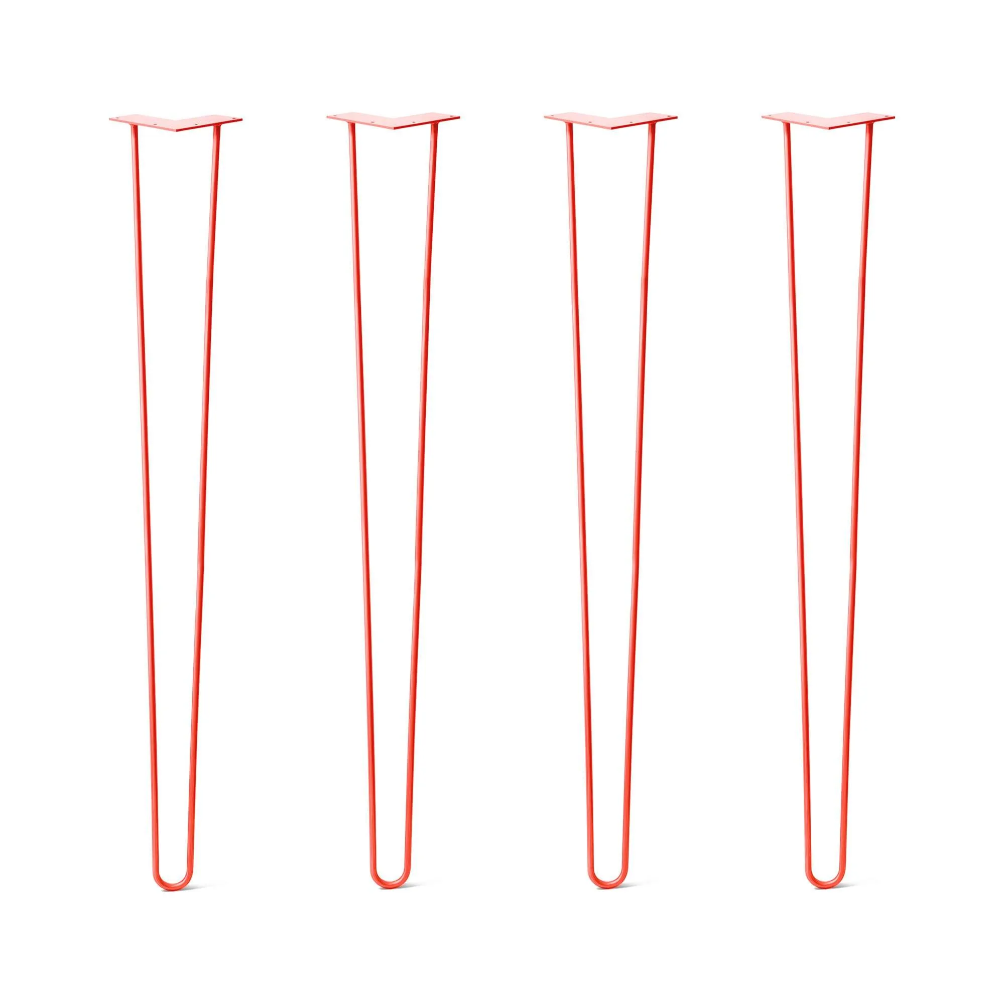 Hairpin Legs Set of 4, 2-Rod Design - Orange-Red Powder Coated Finish