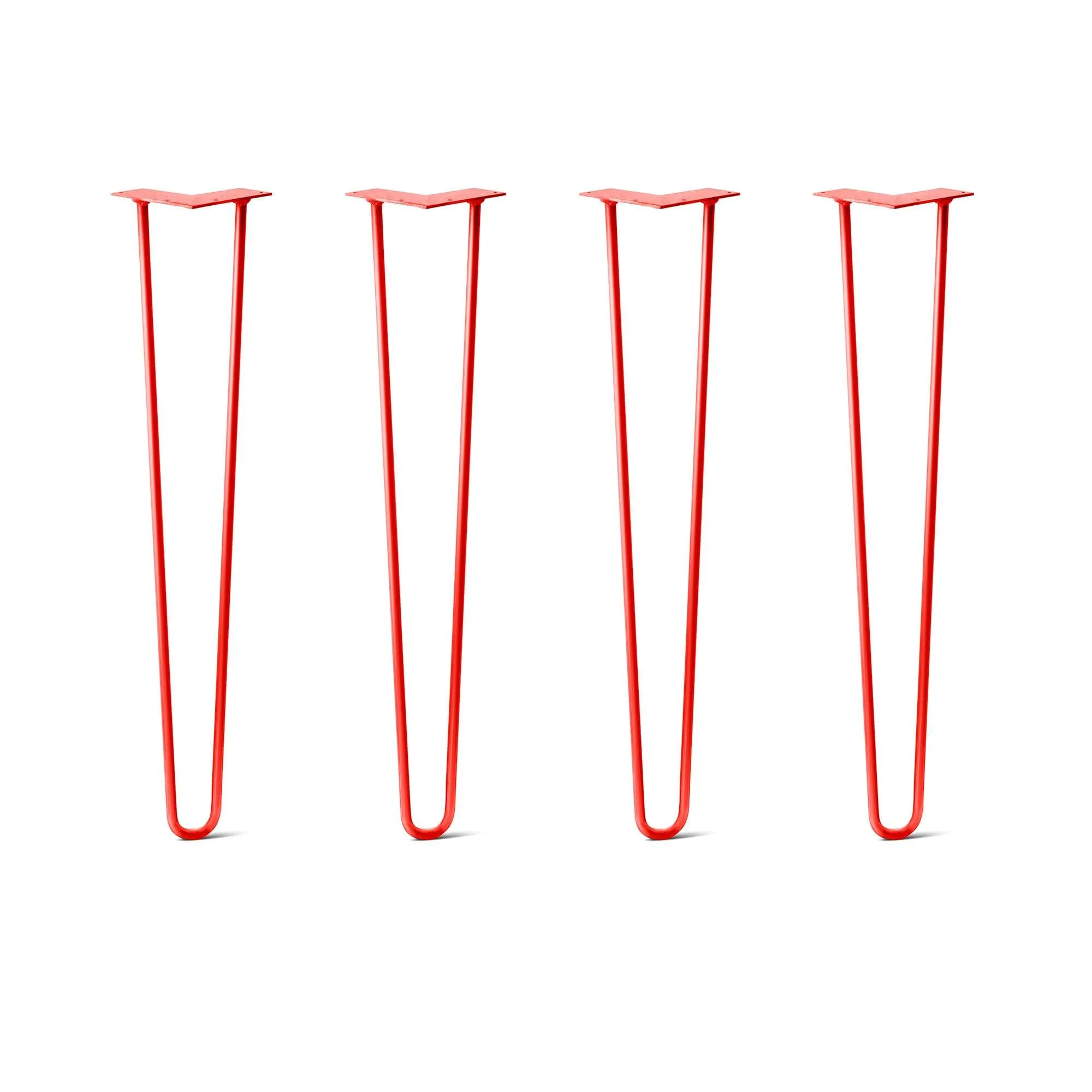 Hairpin Legs Set of 4, 2-Rod Design - Orange-Red Powder Coated Finish