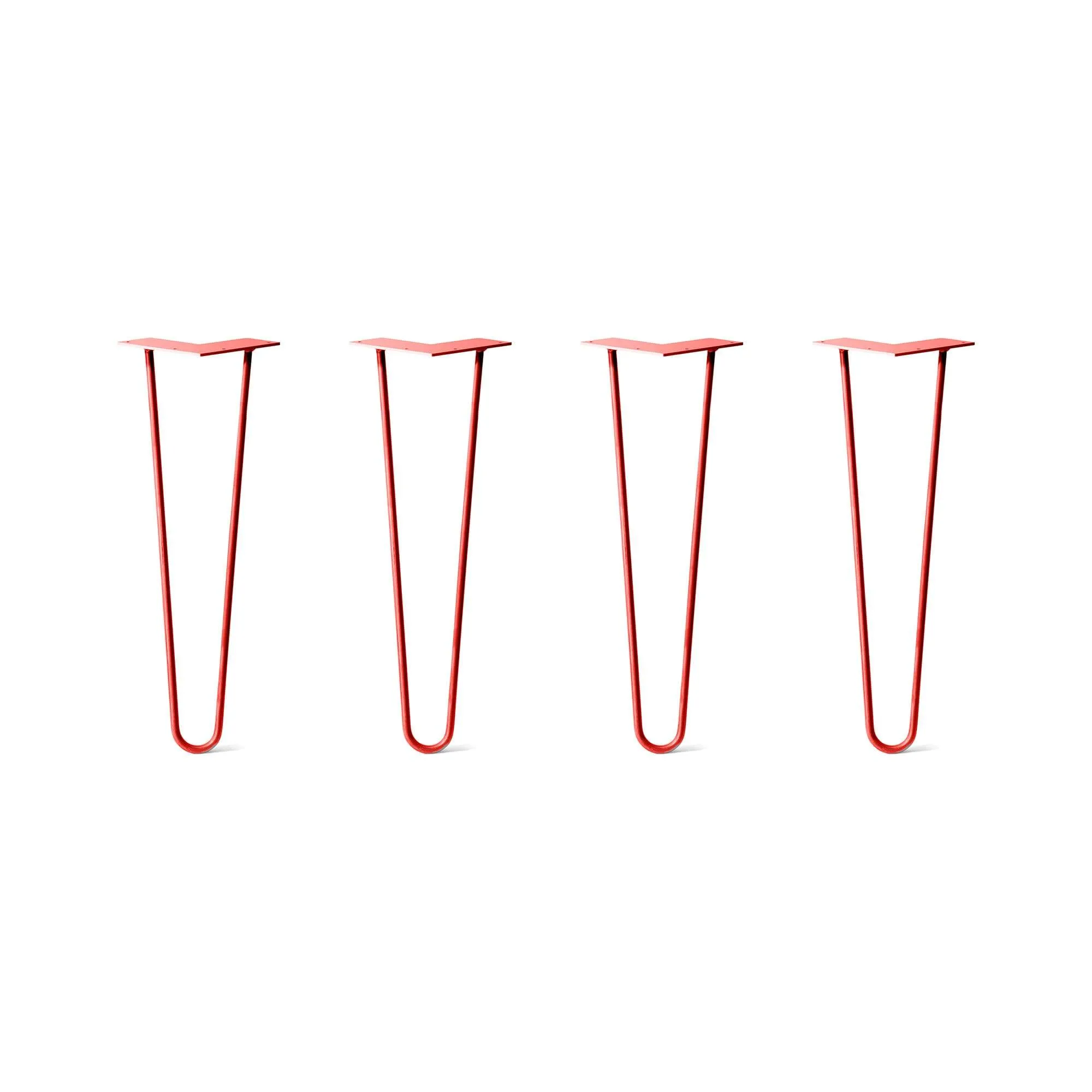 Hairpin Legs Set of 4, 2-Rod Design - Orange-Red Powder Coated Finish