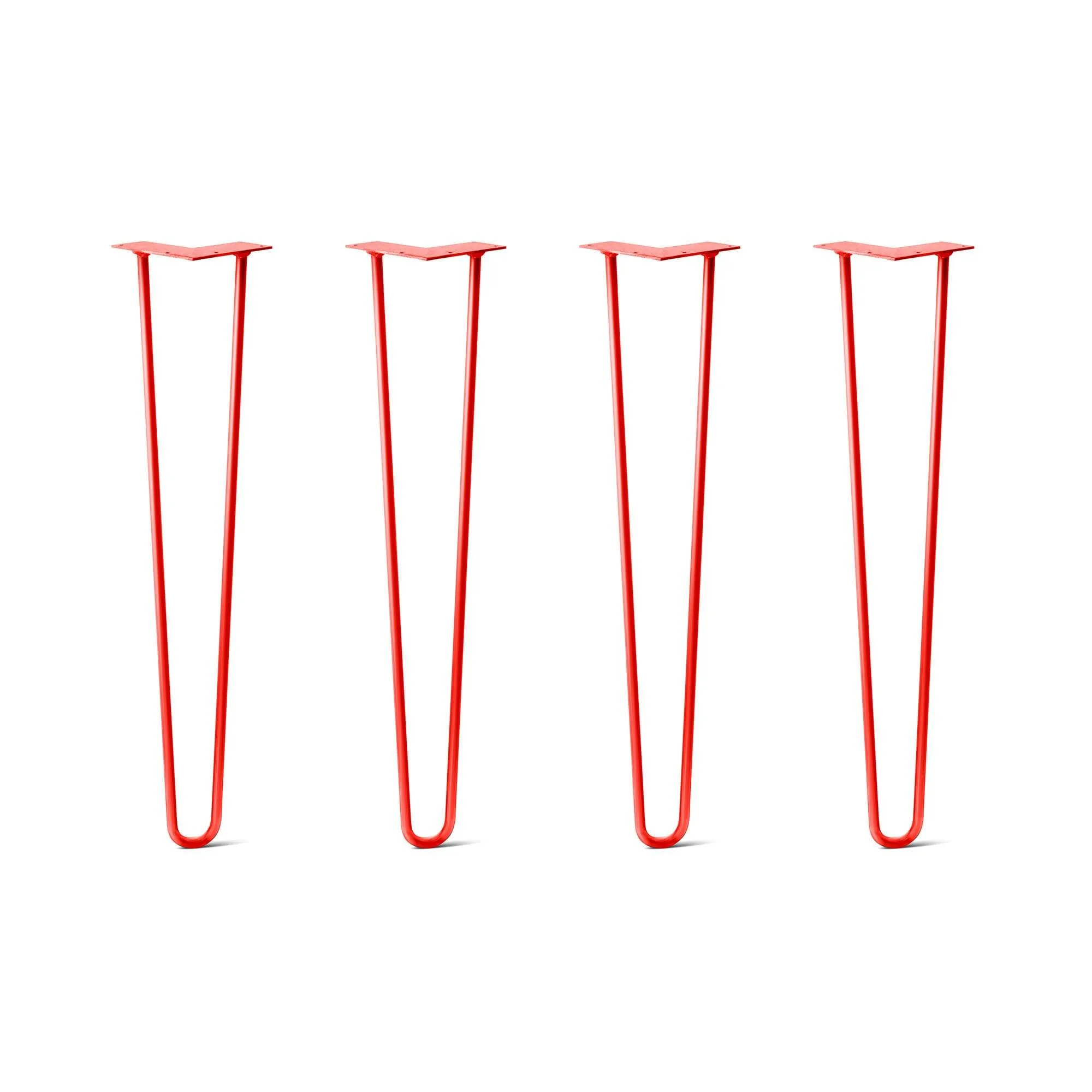 Hairpin Legs Set of 4, 2-Rod Design - Orange-Red Powder Coated Finish