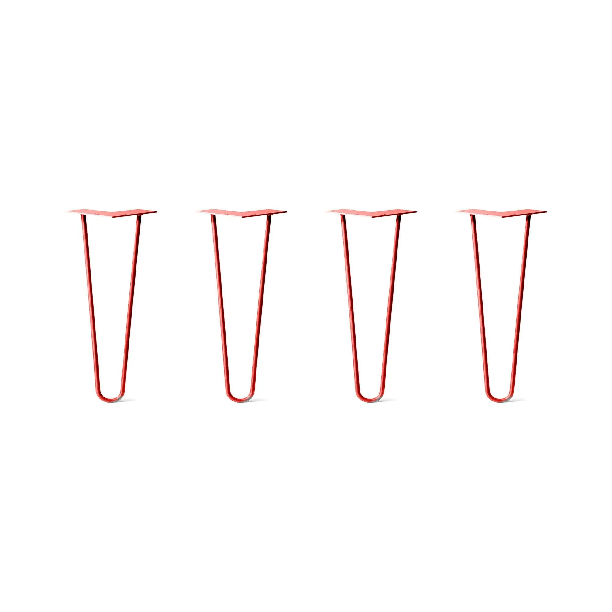 Hairpin Legs Set of 4, 2-Rod Design - Orange-Red Powder Coated Finish