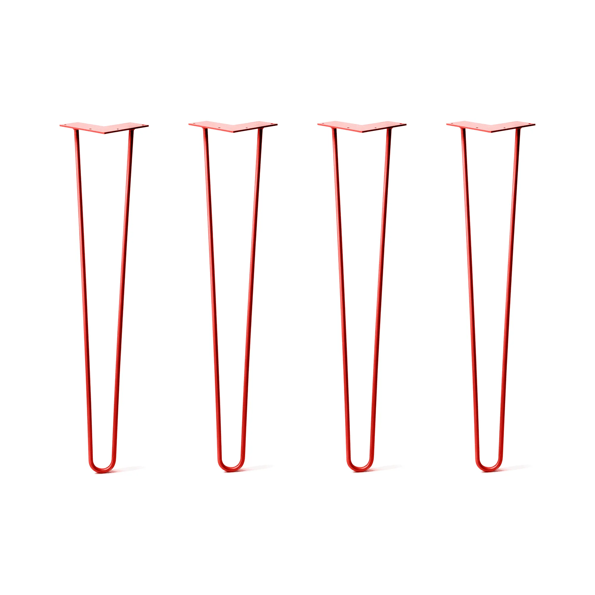 Hairpin Legs Set of 4, 2-Rod Design - Orange-Red Powder Coated Finish