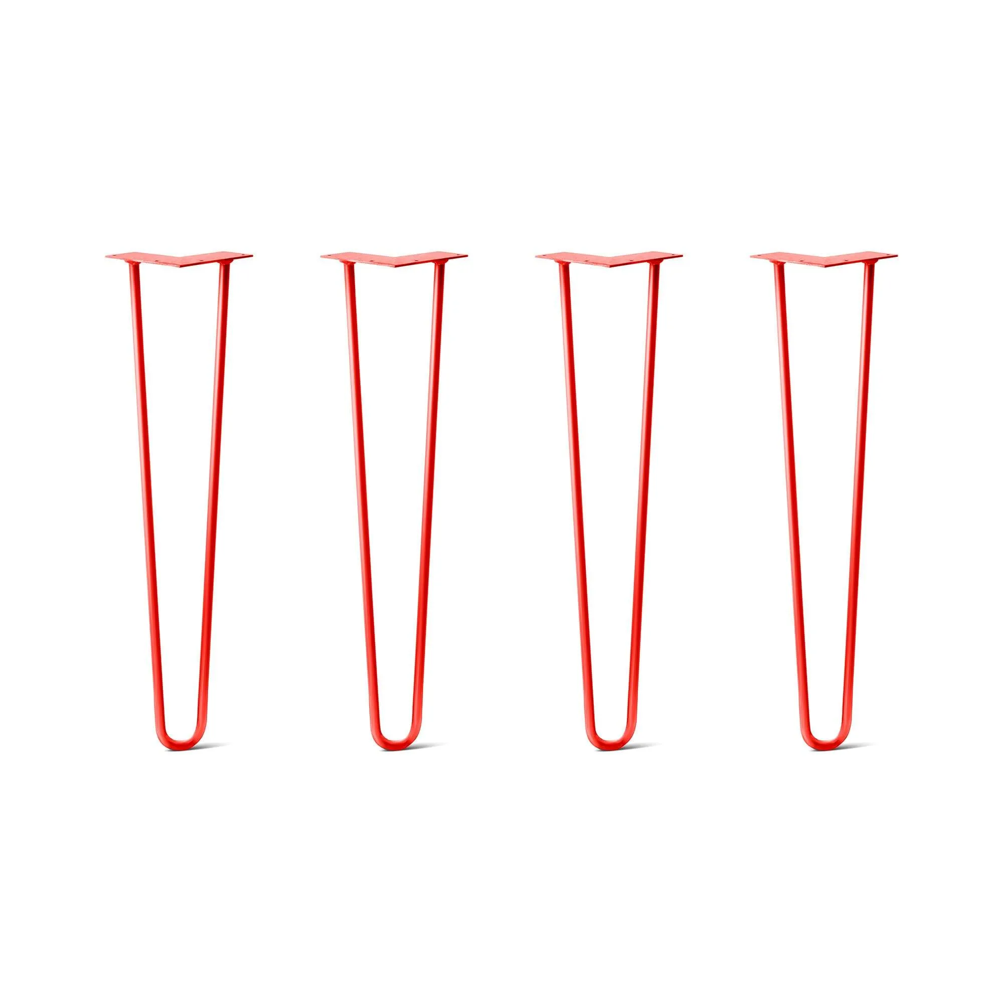 Hairpin Legs Set of 4, 2-Rod Design - Orange-Red Powder Coated Finish