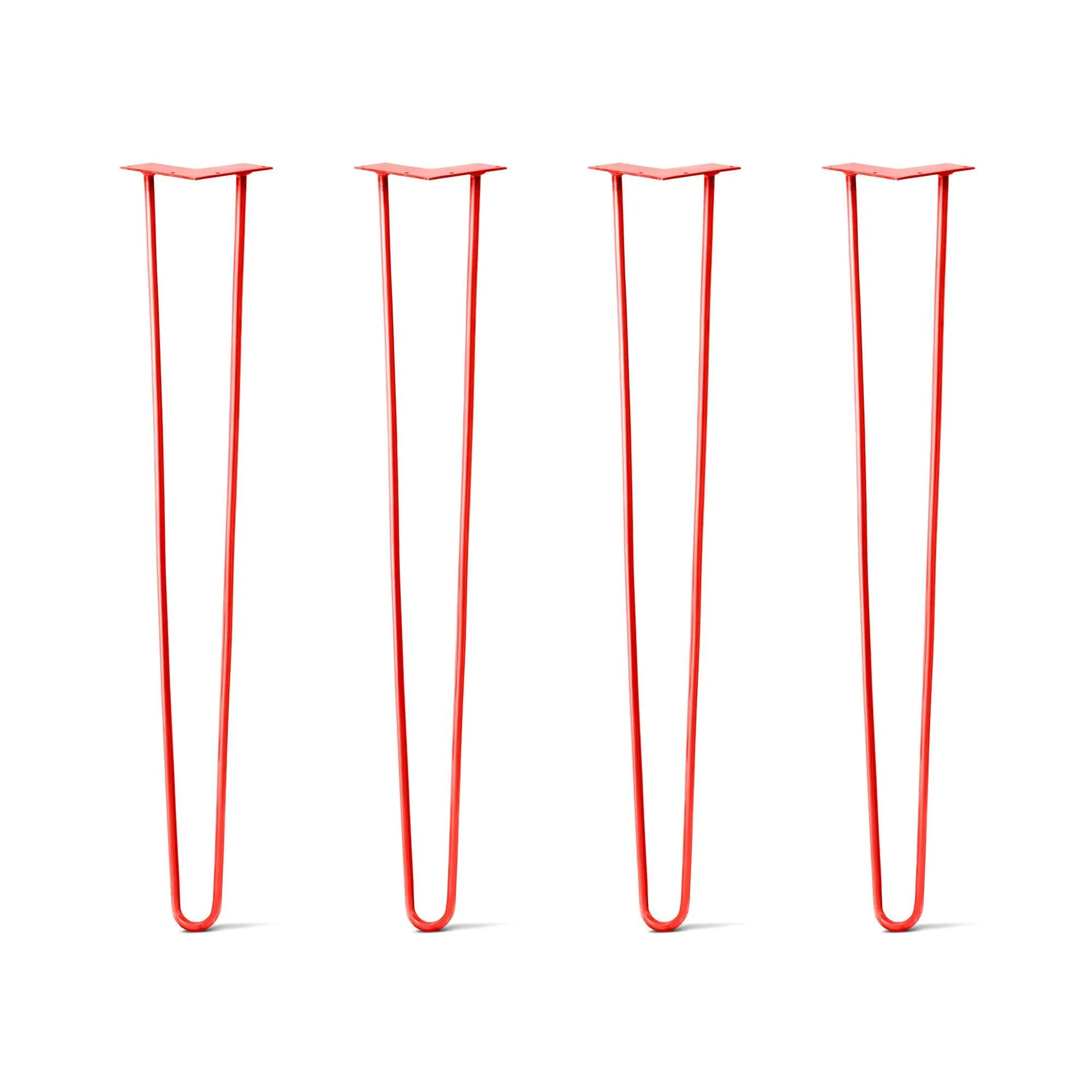 Hairpin Legs Set of 4, 2-Rod Design - Orange-Red Powder Coated Finish