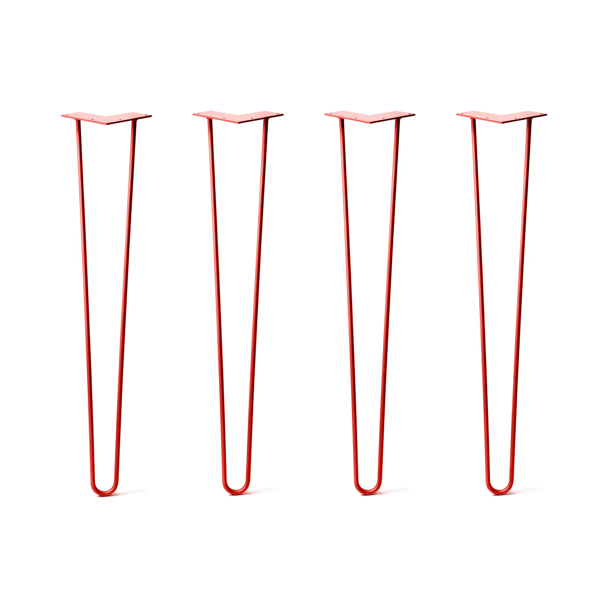 Hairpin Legs Set of 4, 2-Rod Design - Orange-Red Powder Coated Finish