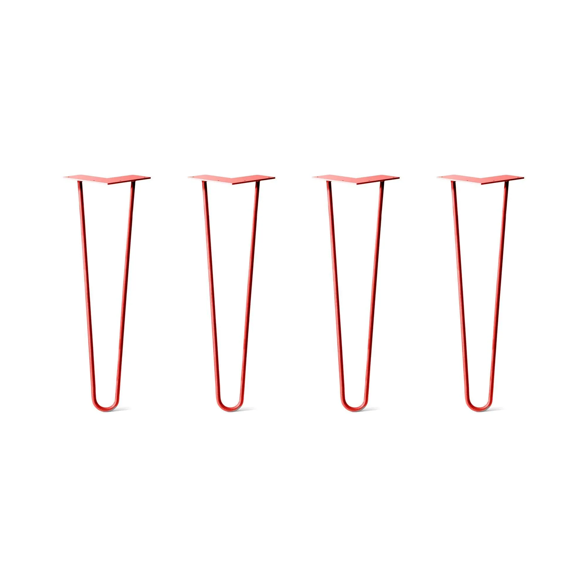 Hairpin Legs Set of 4, 2-Rod Design - Orange-Red Powder Coated Finish