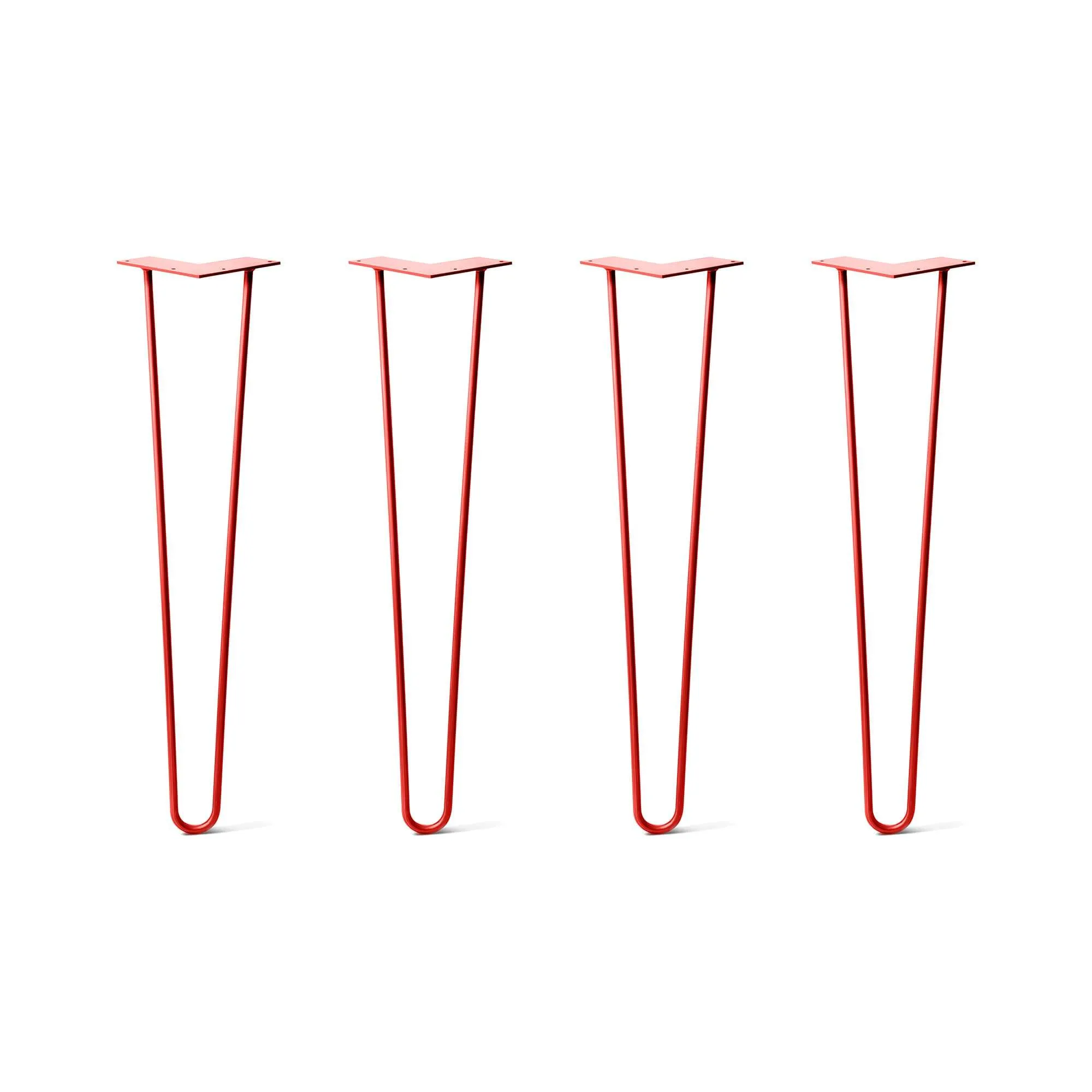 Hairpin Legs Set of 4, 2-Rod Design - Orange-Red Powder Coated Finish