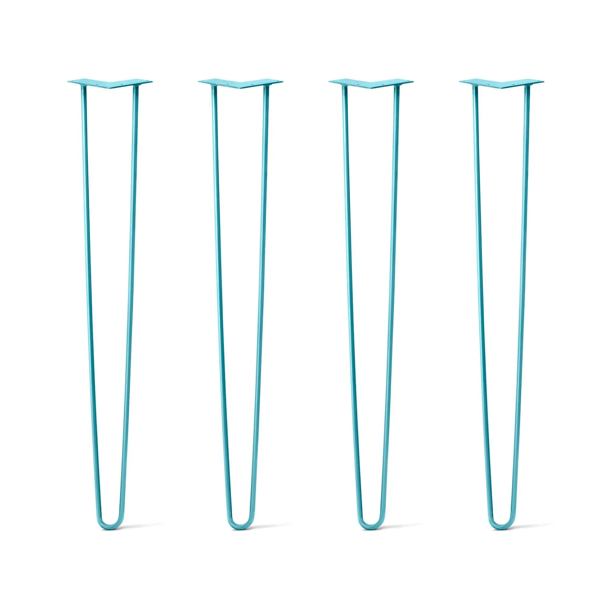 Hairpin Legs Set of 4, 2-Rod Design - Teal Powder Coated Finish