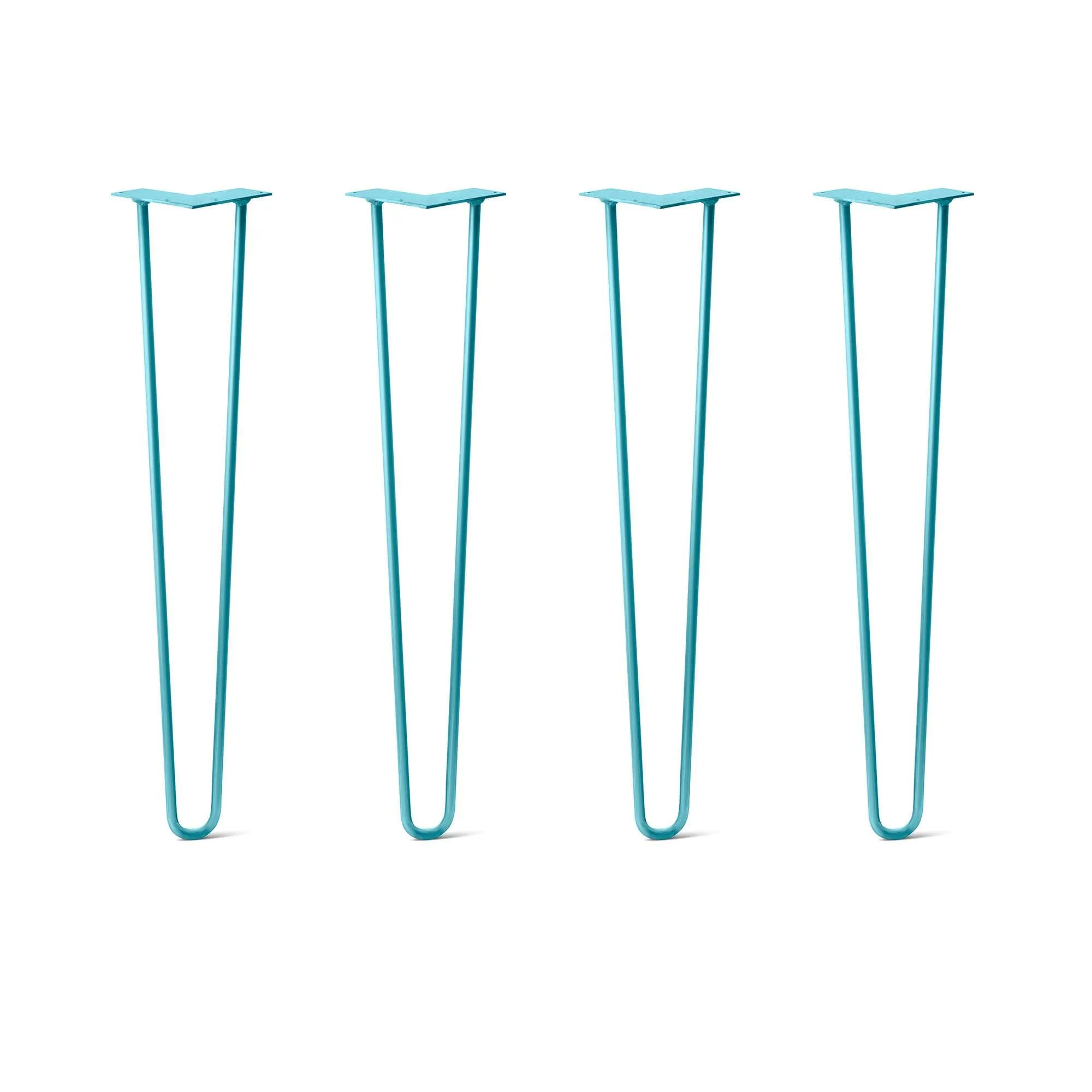 Hairpin Legs Set of 4, 2-Rod Design - Teal Powder Coated Finish