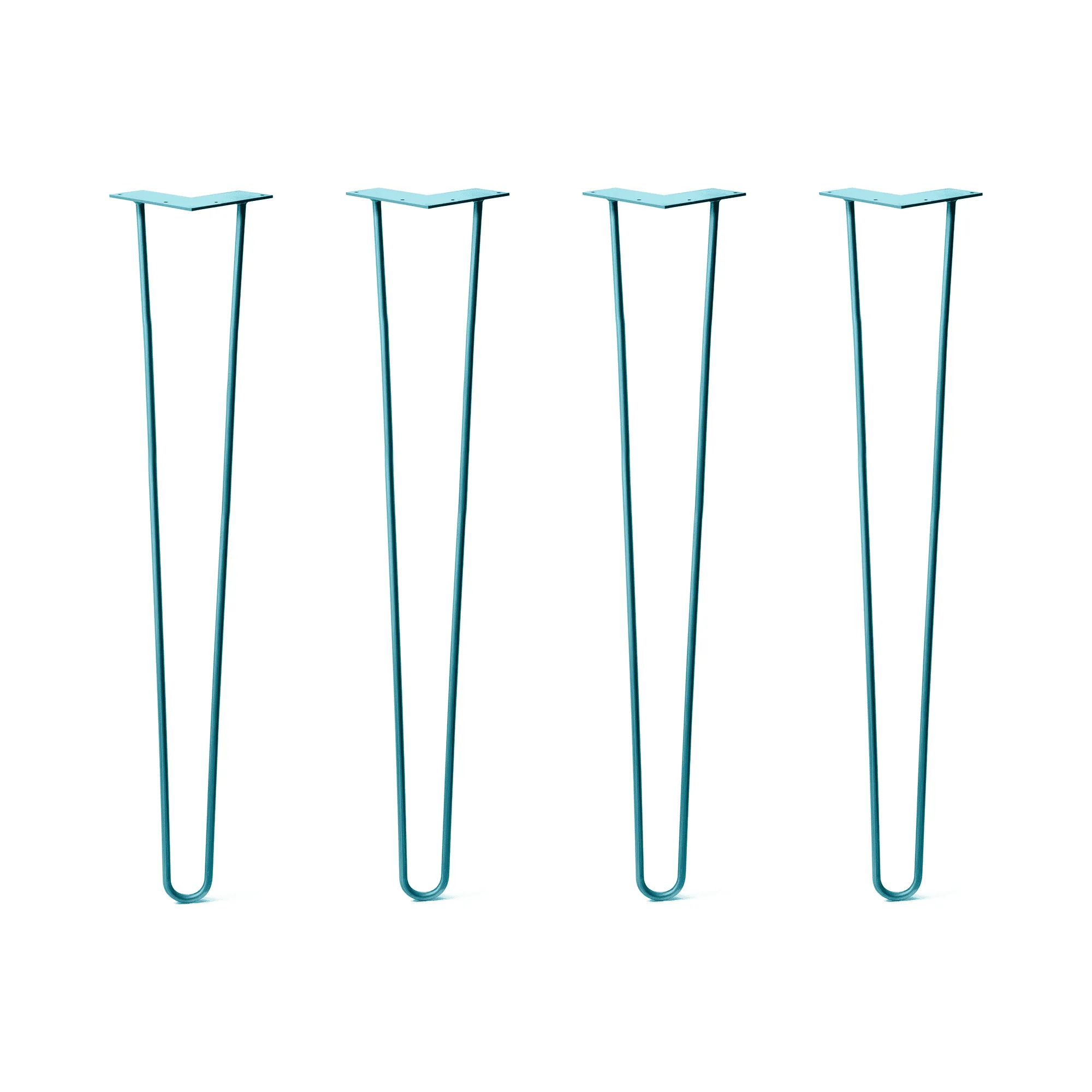 Hairpin Legs Set of 4, 2-Rod Design - Teal Powder Coated Finish