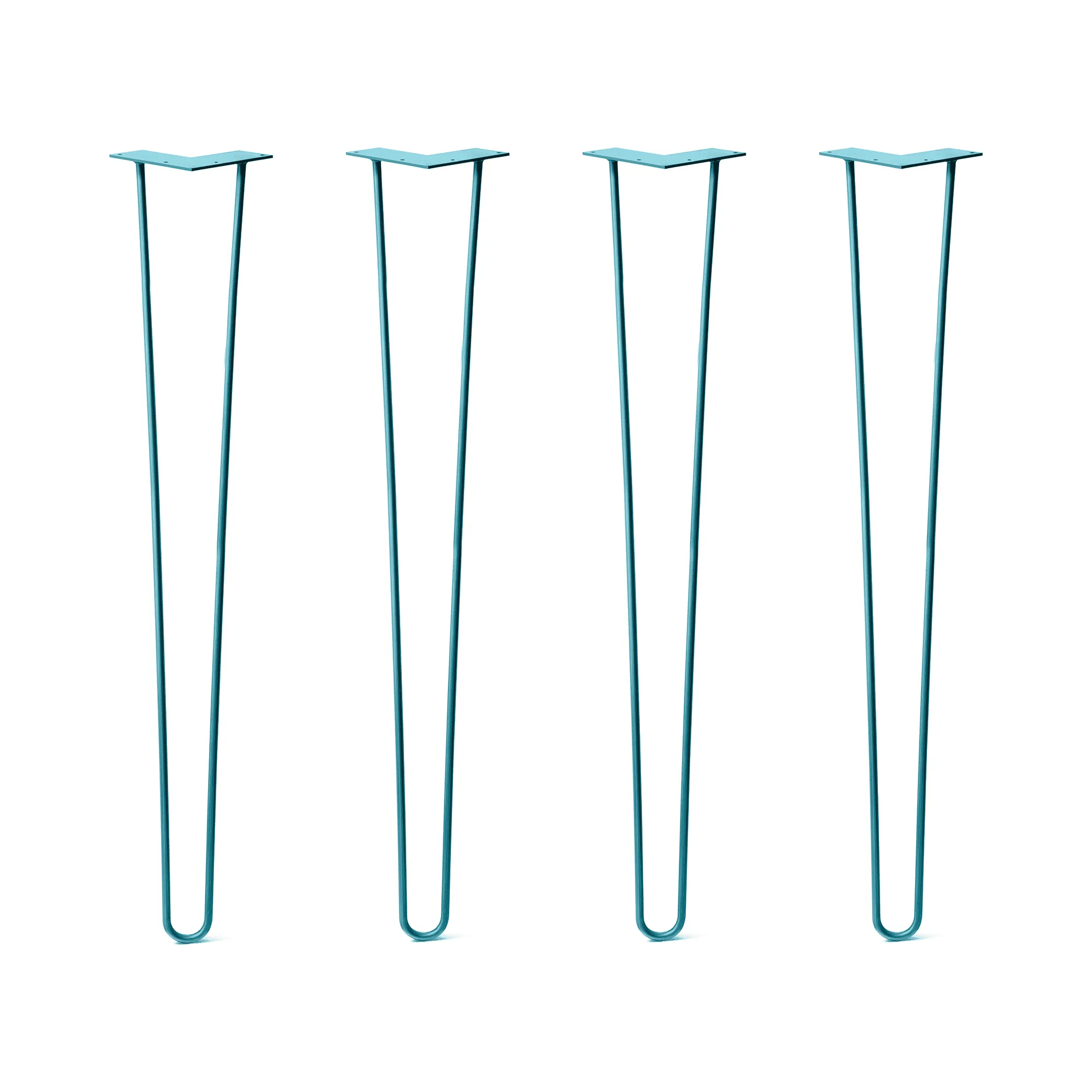 Hairpin Legs Set of 4, 2-Rod Design - Teal Powder Coated Finish