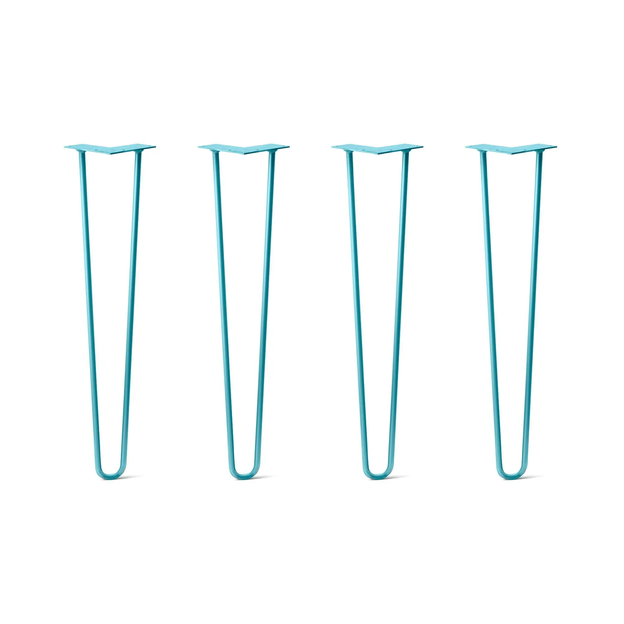 Hairpin Legs Set of 4, 2-Rod Design - Teal Powder Coated Finish