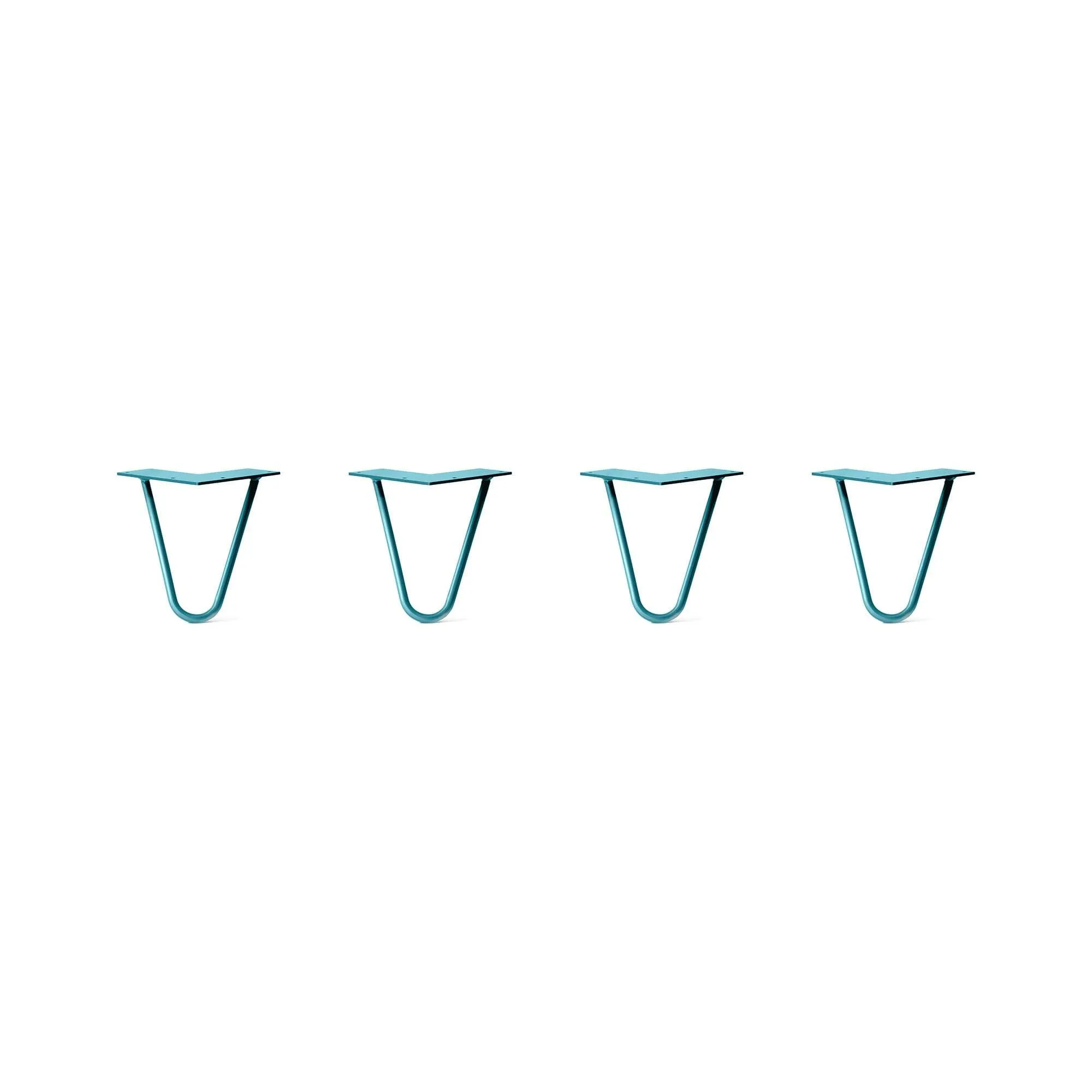 Hairpin Legs Set of 4, 2-Rod Design - Teal Powder Coated Finish