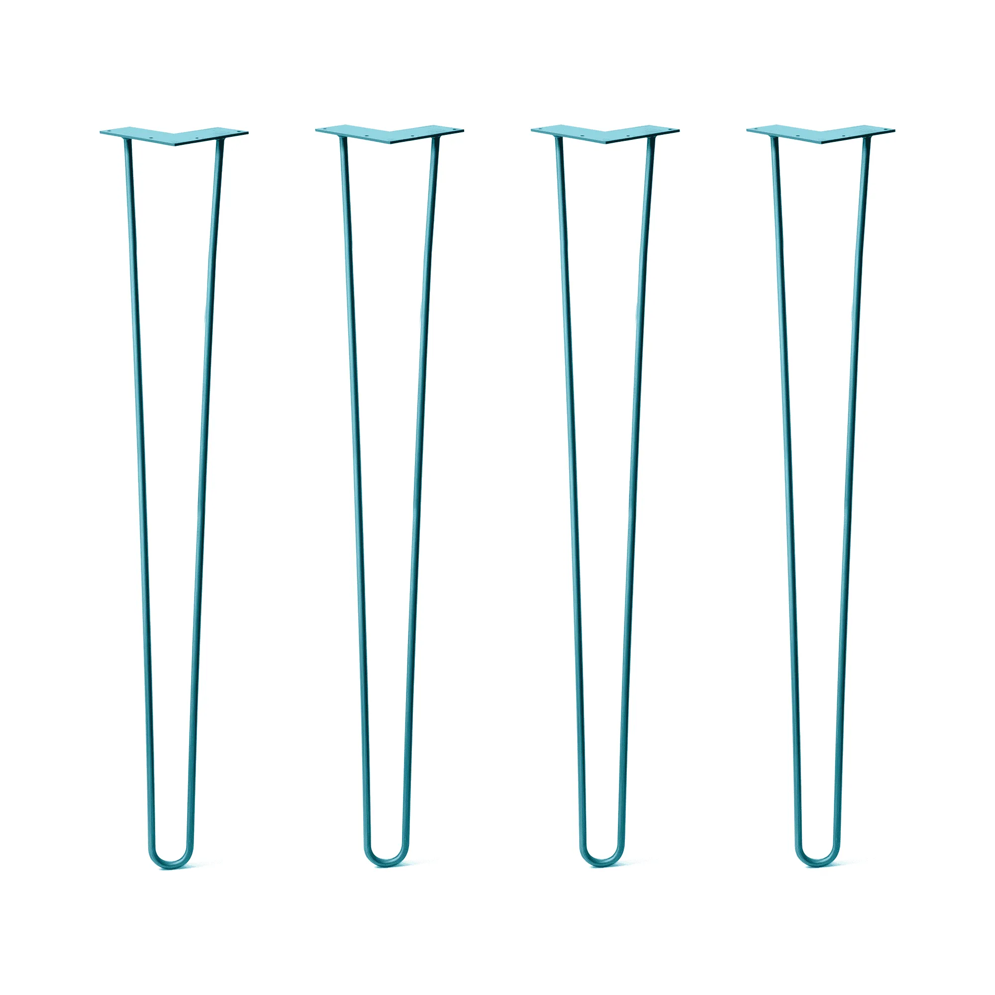 Hairpin Legs Set of 4, 2-Rod Design - Teal Powder Coated Finish