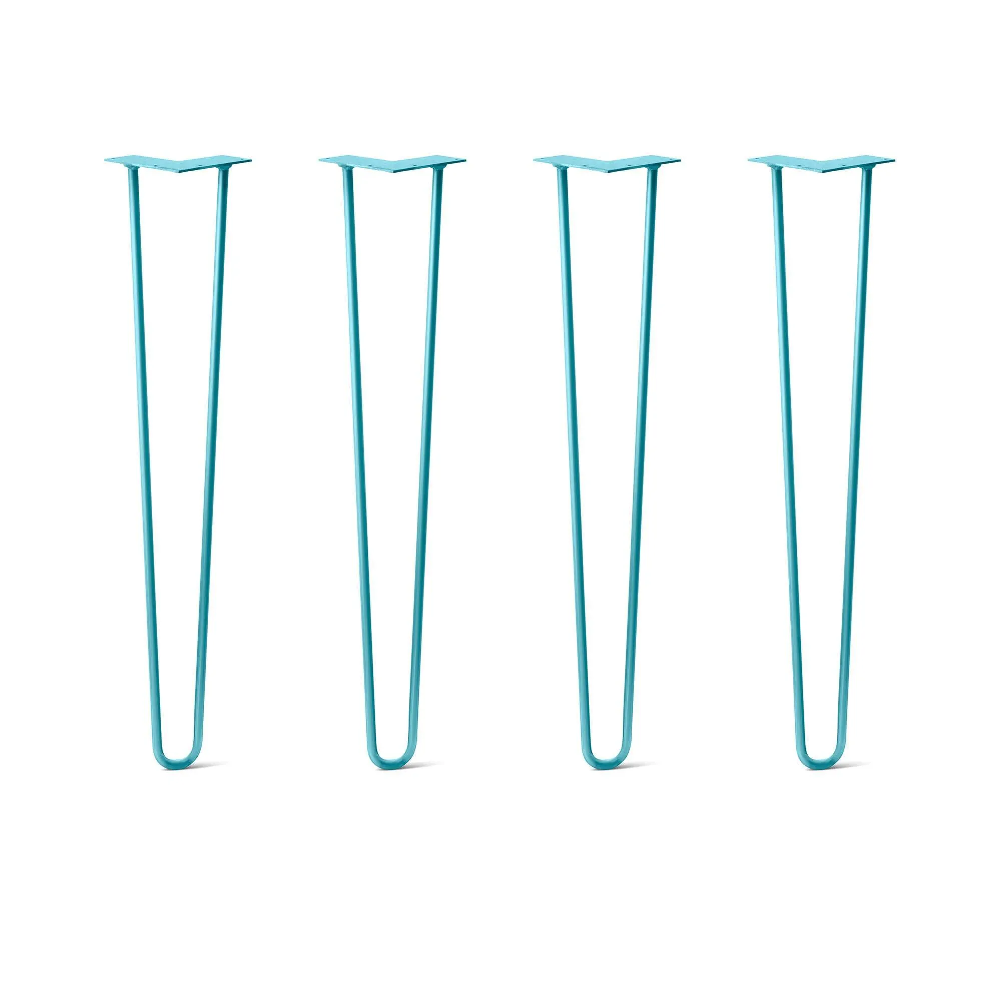 Hairpin Legs Set of 4, 2-Rod Design - Teal Powder Coated Finish