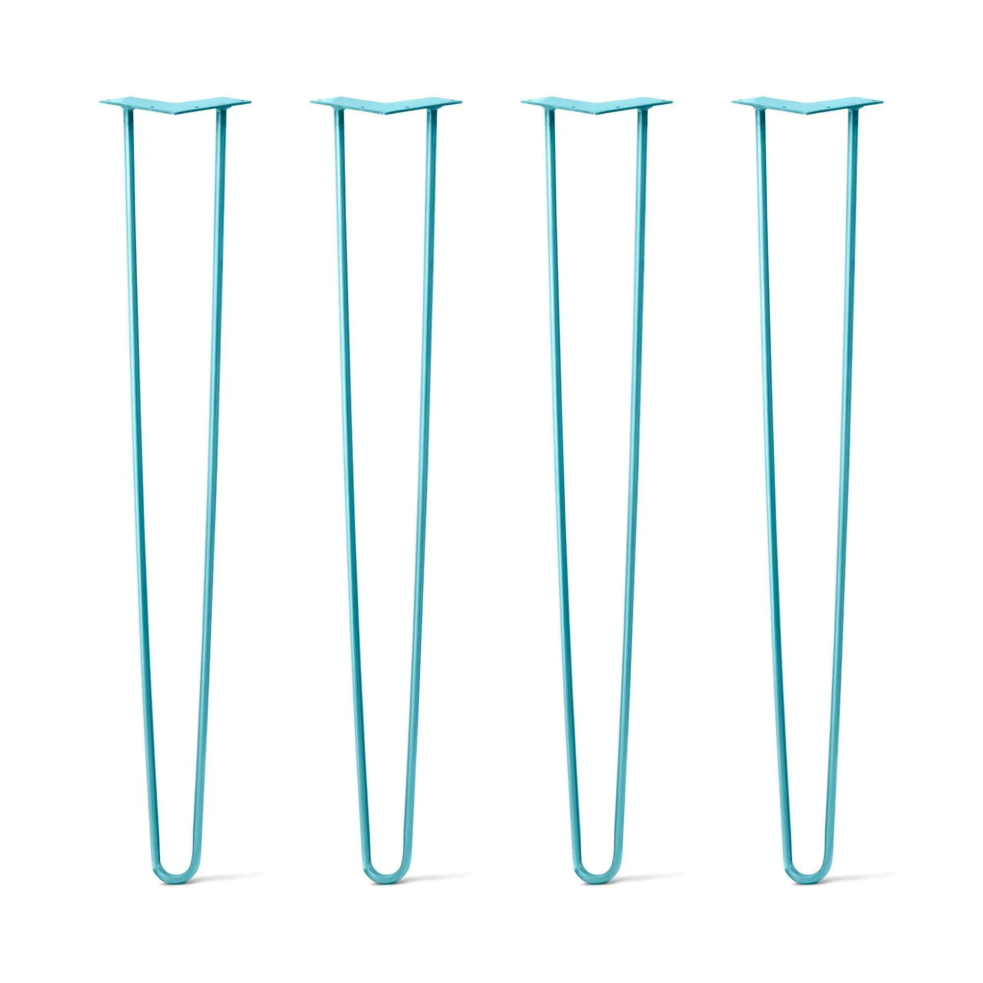 Hairpin Legs Set of 4, 2-Rod Design - Teal Powder Coated Finish