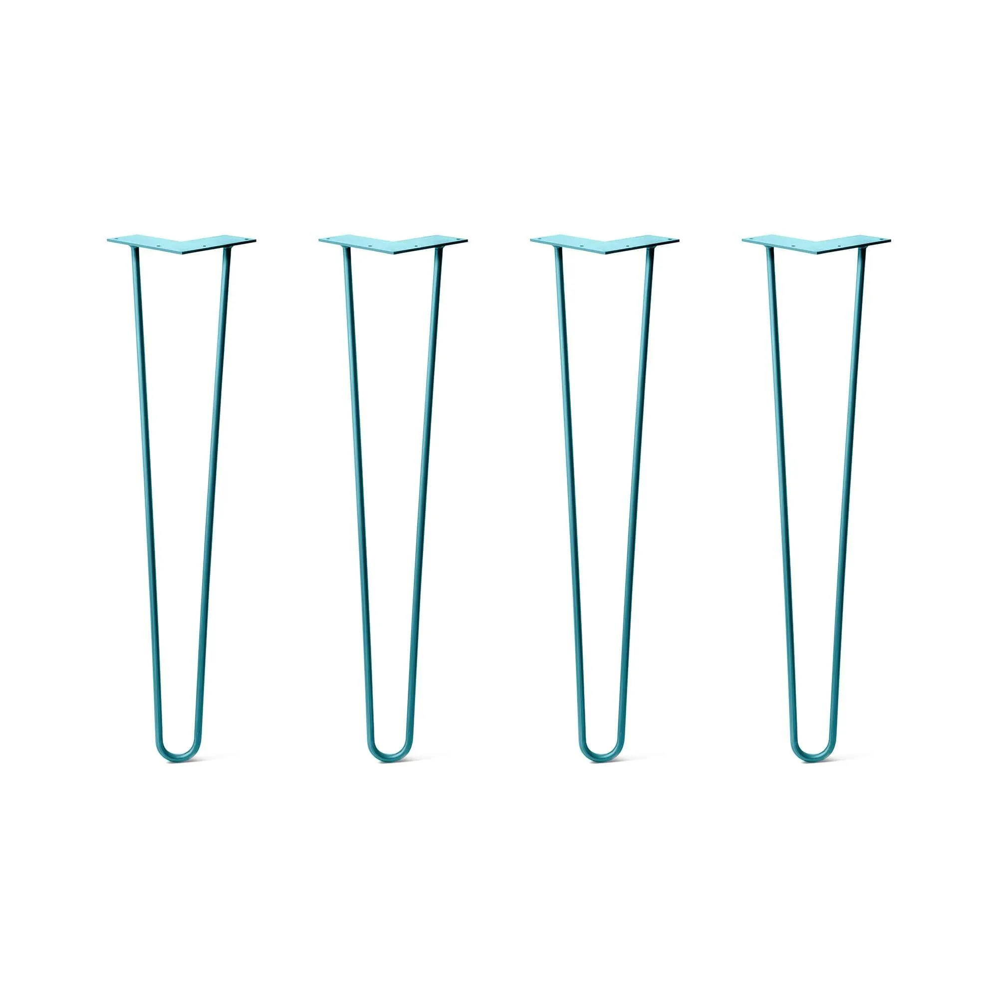 Hairpin Legs Set of 4, 2-Rod Design - Teal Powder Coated Finish