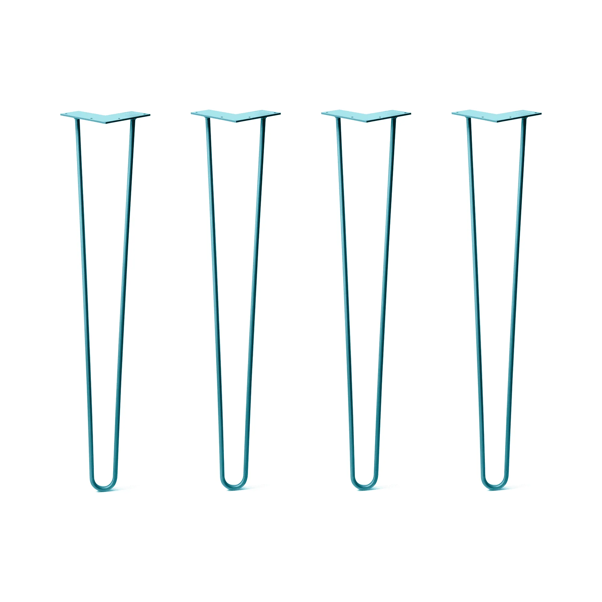 Hairpin Legs Set of 4, 2-Rod Design - Teal Powder Coated Finish