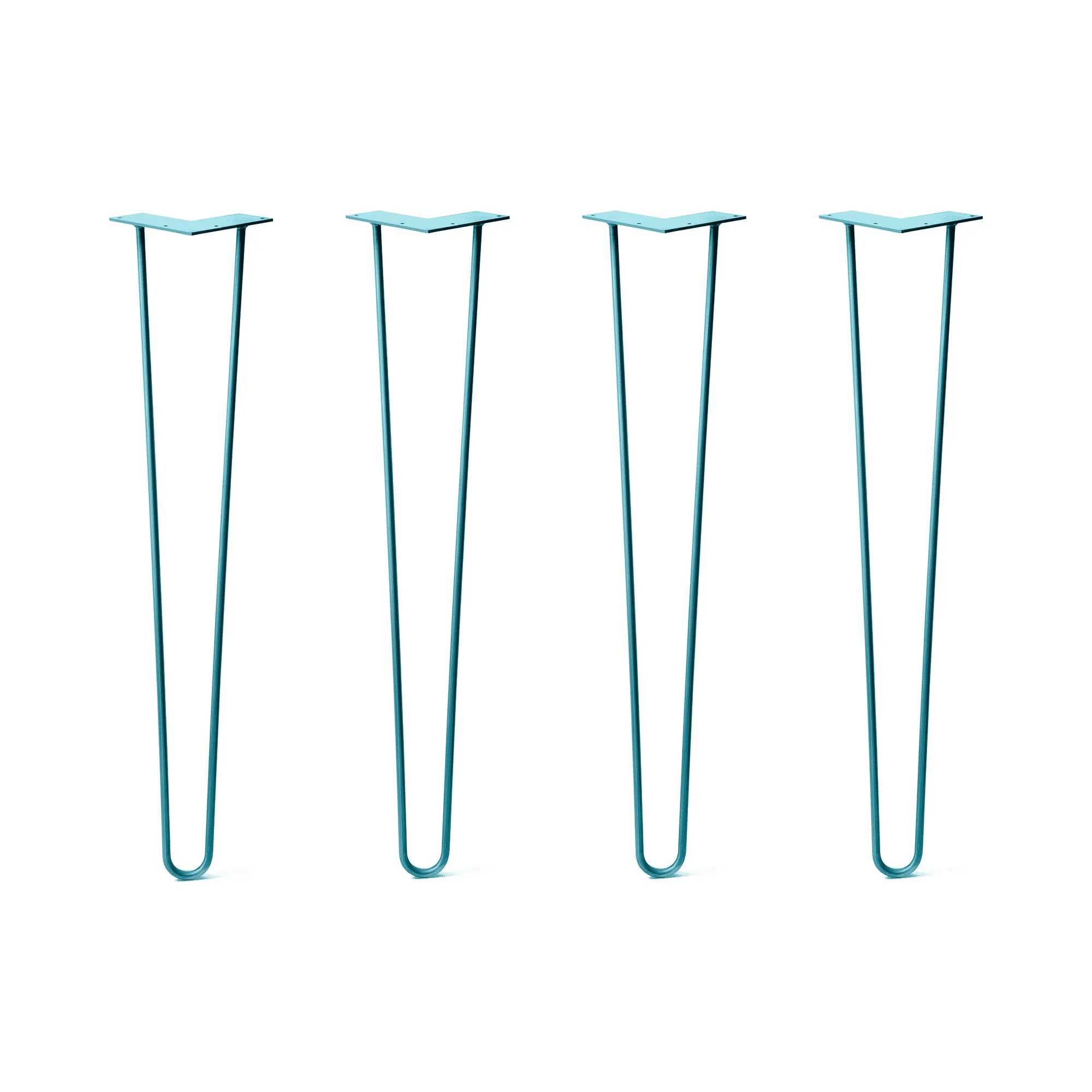 Hairpin Legs Set of 4, 2-Rod Design - Teal Powder Coated Finish