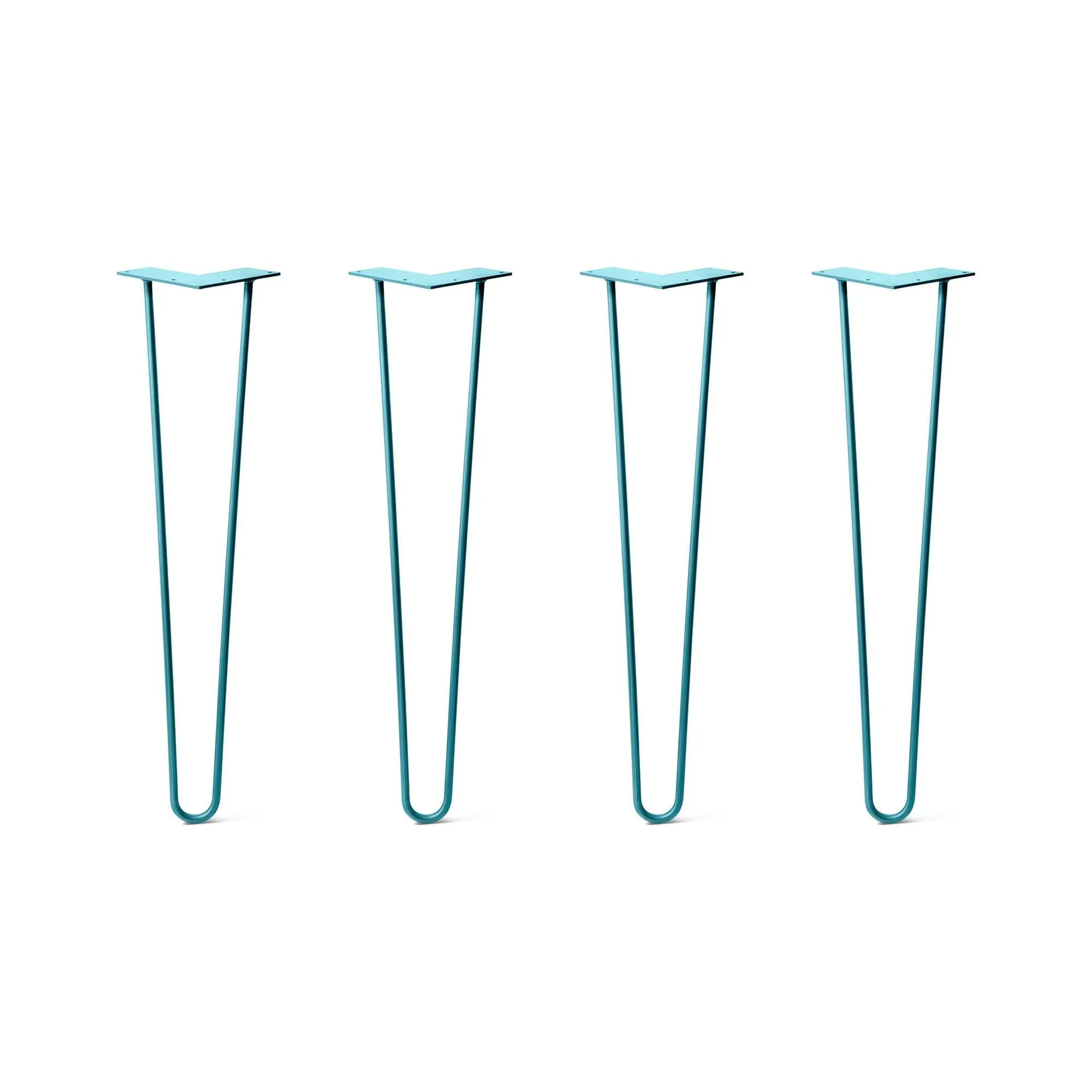 Hairpin Legs Set of 4, 2-Rod Design - Teal Powder Coated Finish