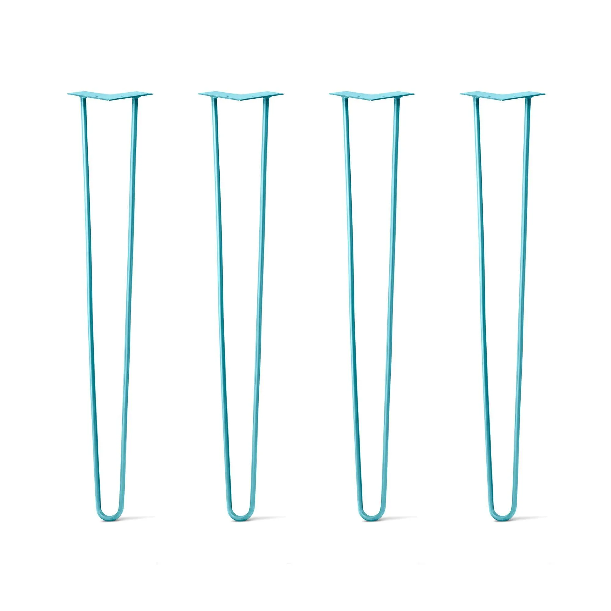 Hairpin Legs Set of 4, 2-Rod Design - Teal Powder Coated Finish