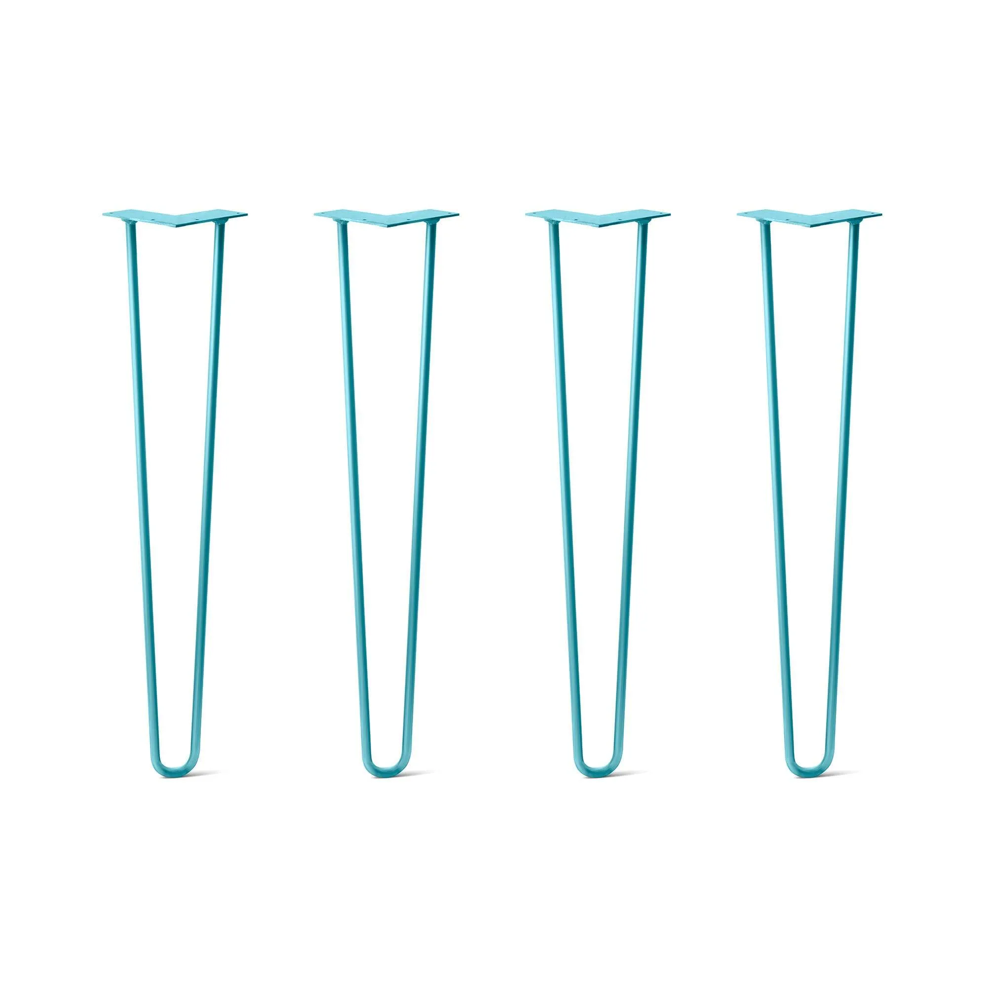 Hairpin Legs Set of 4, 2-Rod Design - Teal Powder Coated Finish