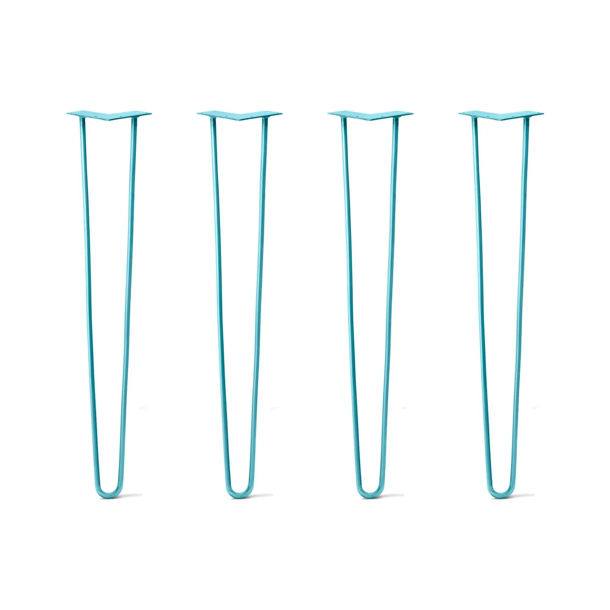 Hairpin Legs Set of 4, 2-Rod Design - Teal Powder Coated Finish