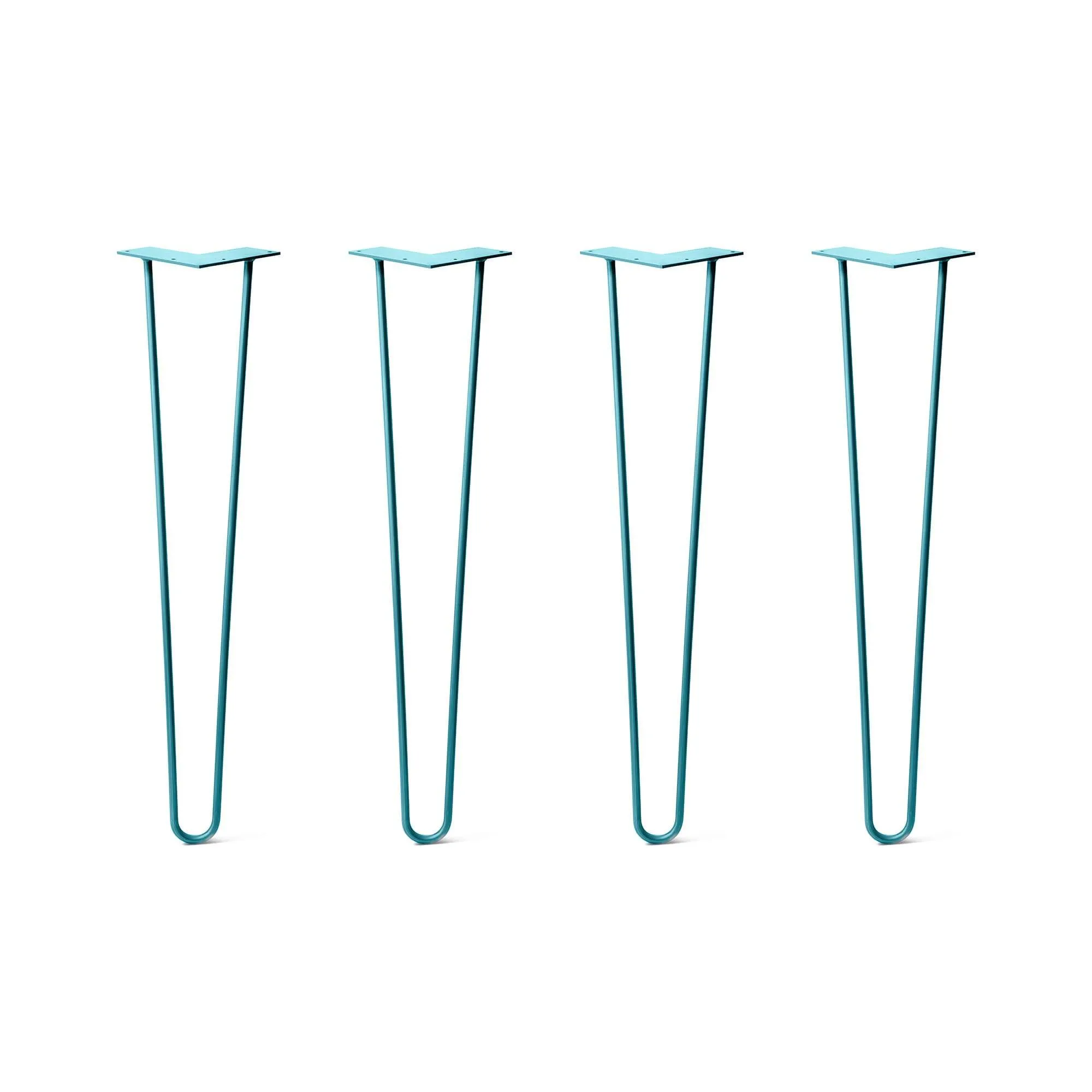 Hairpin Legs Set of 4, 2-Rod Design - Teal Powder Coated Finish