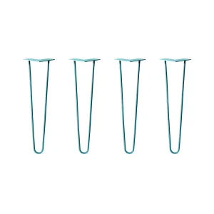 Hairpin Legs Set of 4, 2-Rod Design - Teal Powder Coated Finish