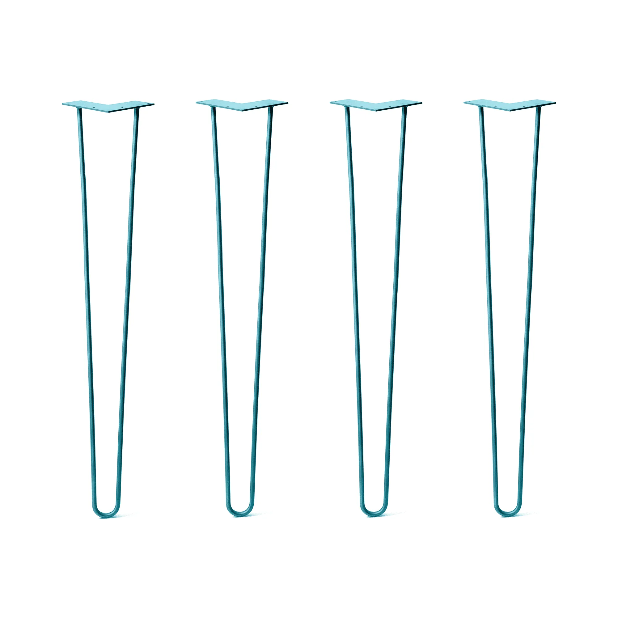 Hairpin Legs Set of 4, 2-Rod Design - Teal Powder Coated Finish